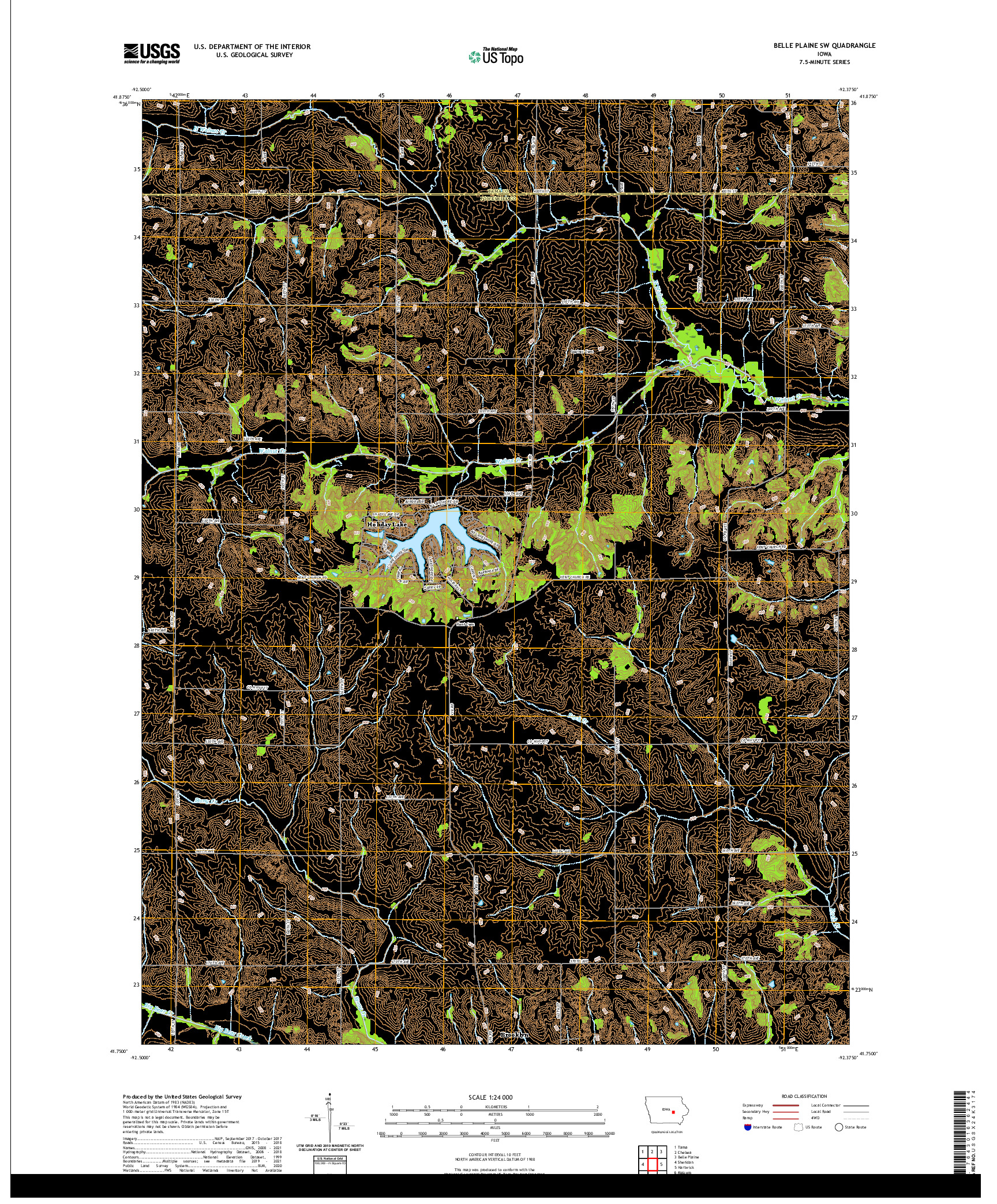 US TOPO 7.5-MINUTE MAP FOR BELLE PLAINE SW, IA