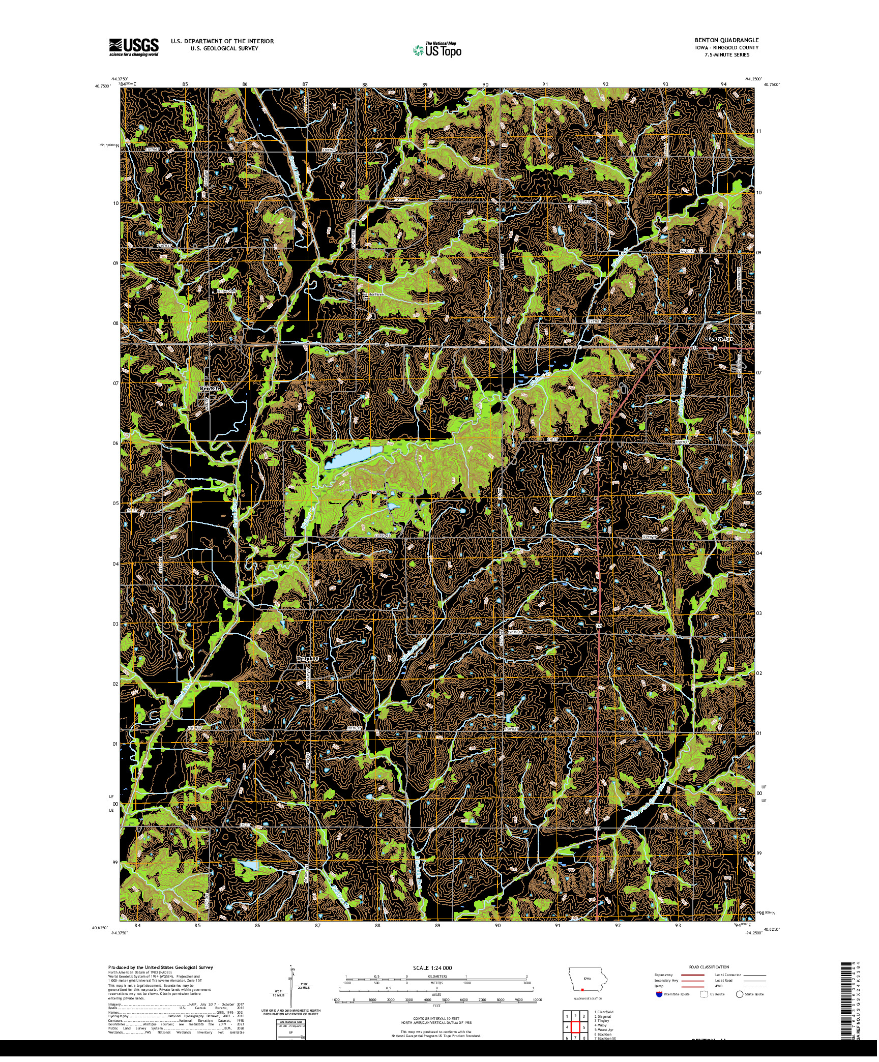 US TOPO 7.5-MINUTE MAP FOR BENTON, IA