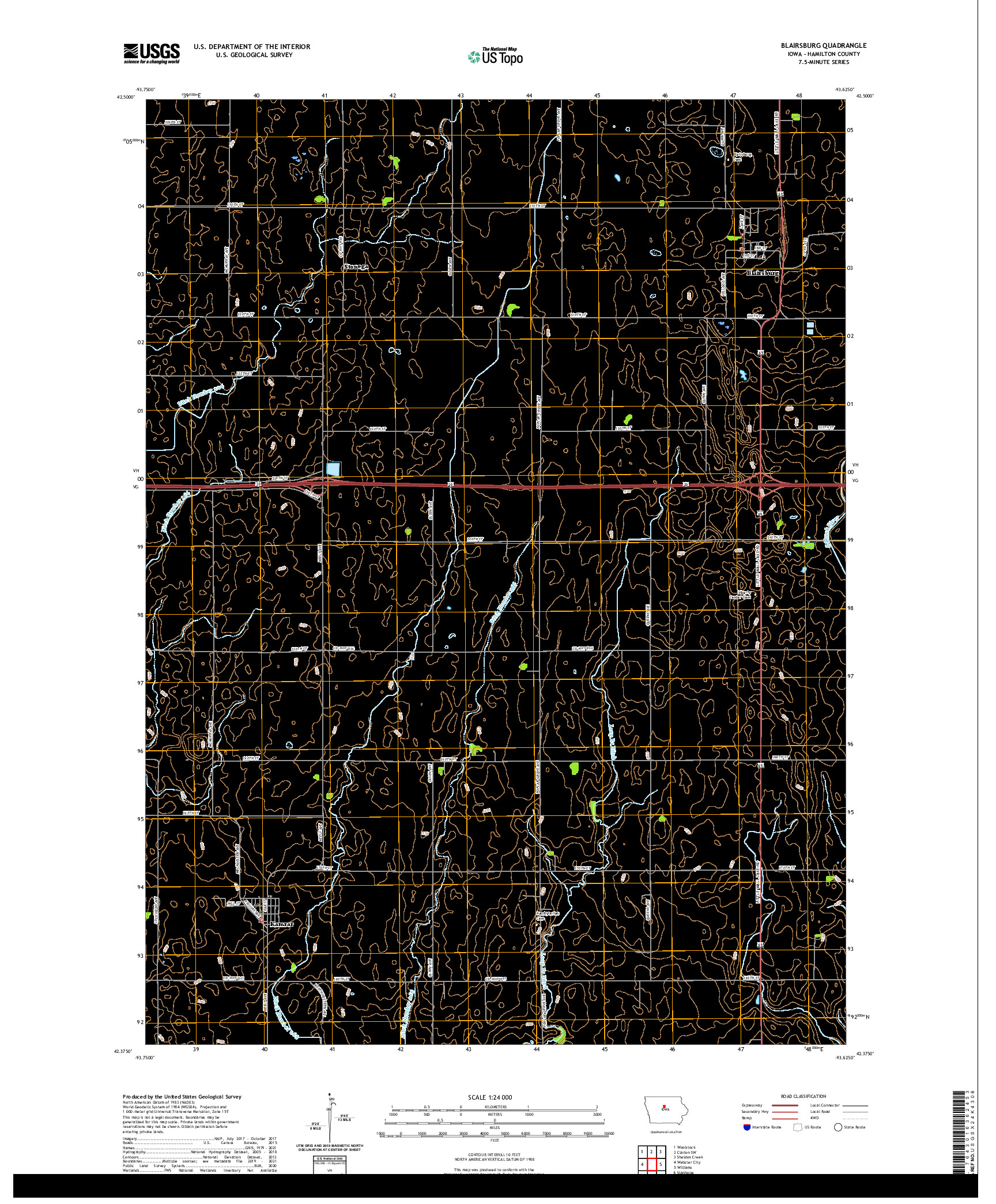 US TOPO 7.5-MINUTE MAP FOR BLAIRSBURG, IA