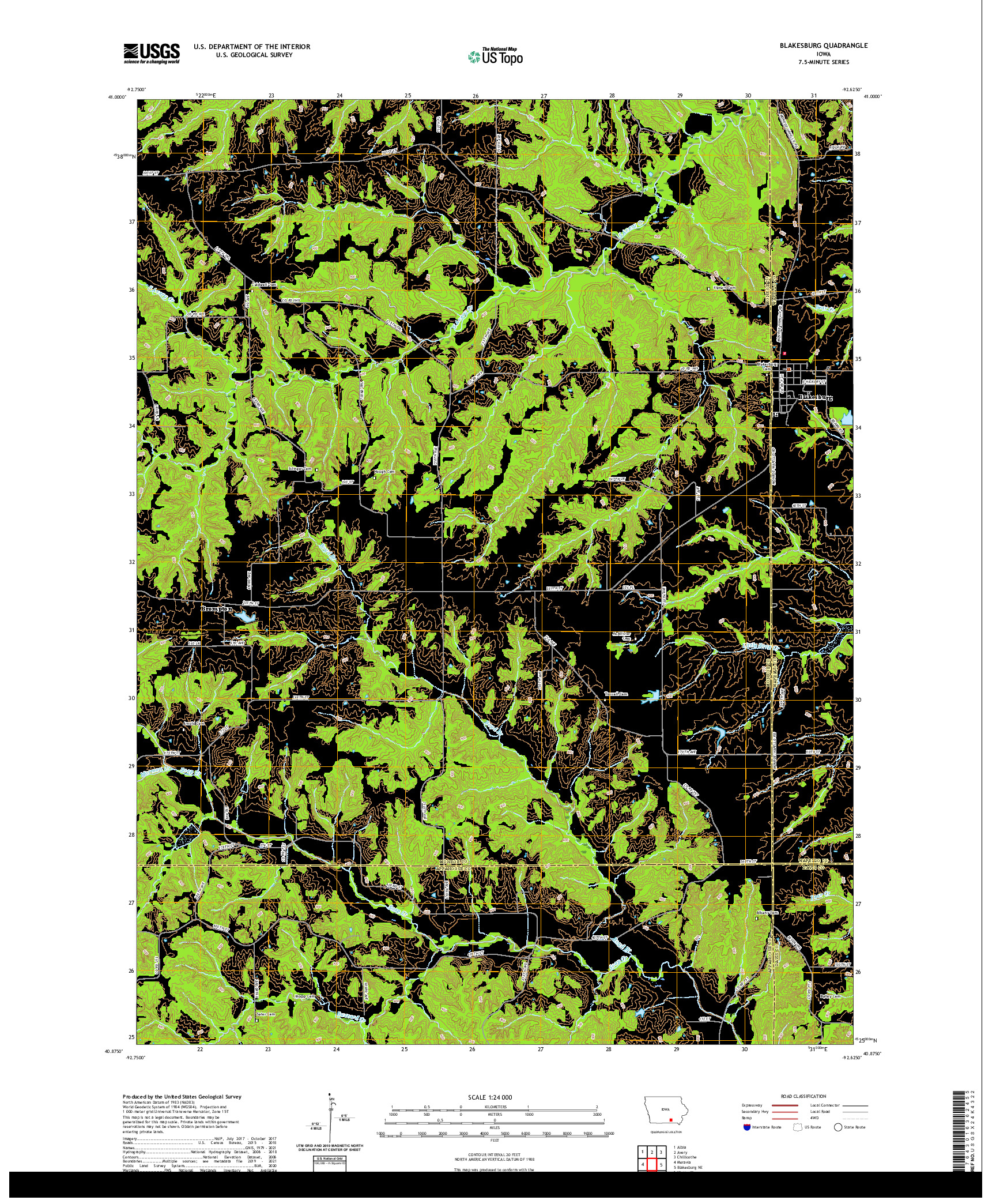 US TOPO 7.5-MINUTE MAP FOR BLAKESBURG, IA