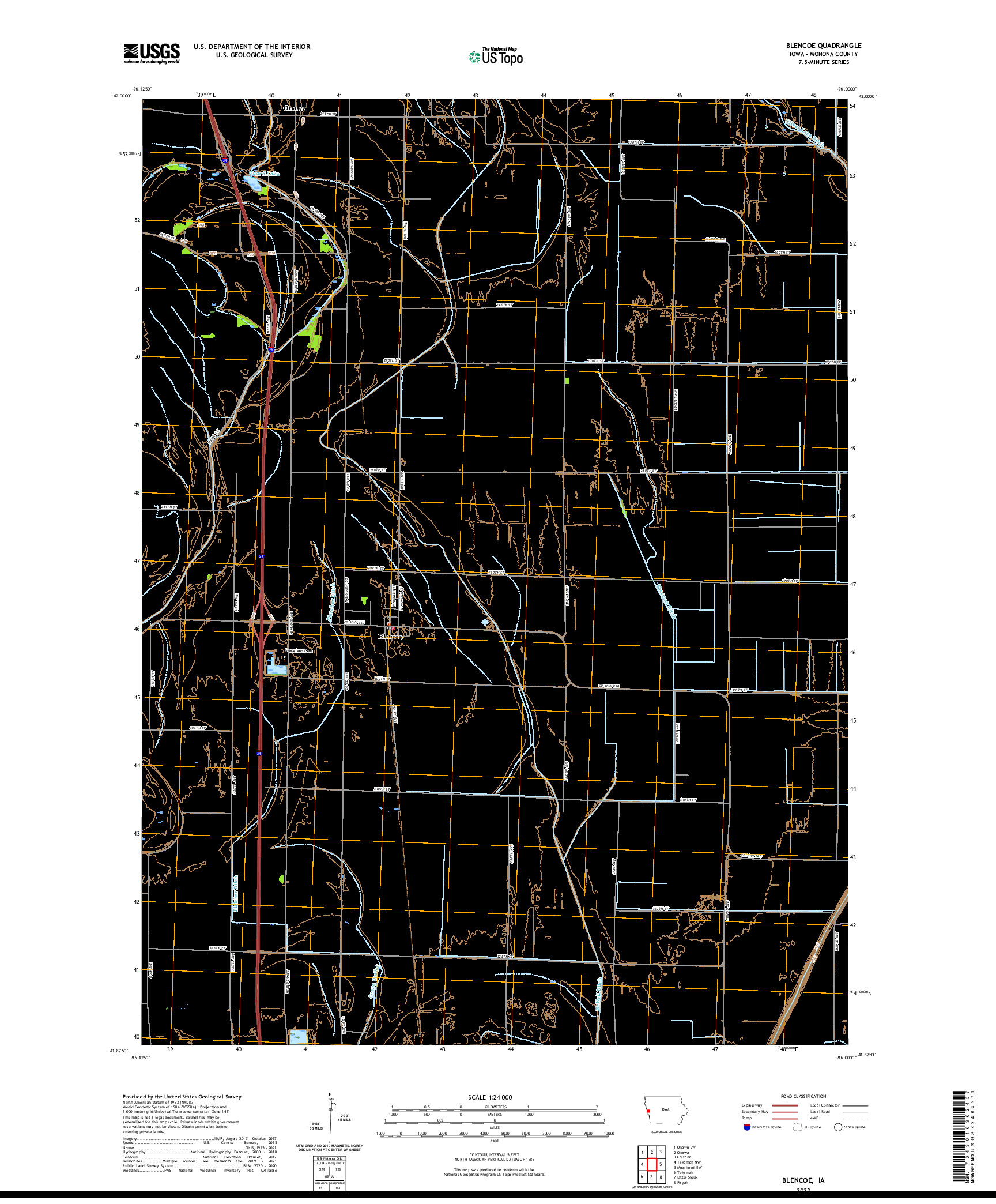 US TOPO 7.5-MINUTE MAP FOR BLENCOE, IA