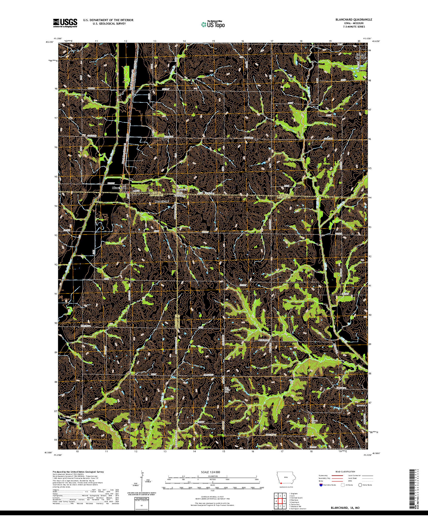 US TOPO 7.5-MINUTE MAP FOR BLANCHARD, IA,MO