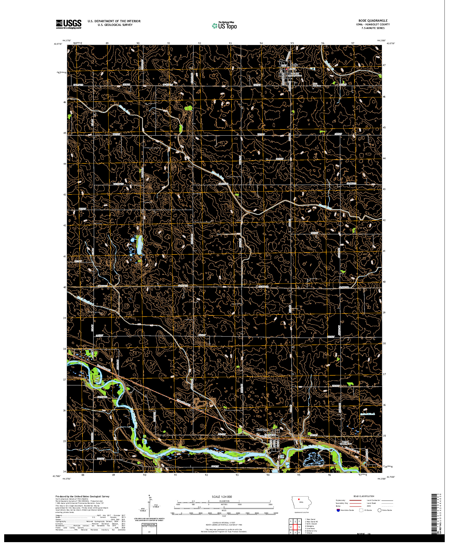 US TOPO 7.5-MINUTE MAP FOR BODE, IA