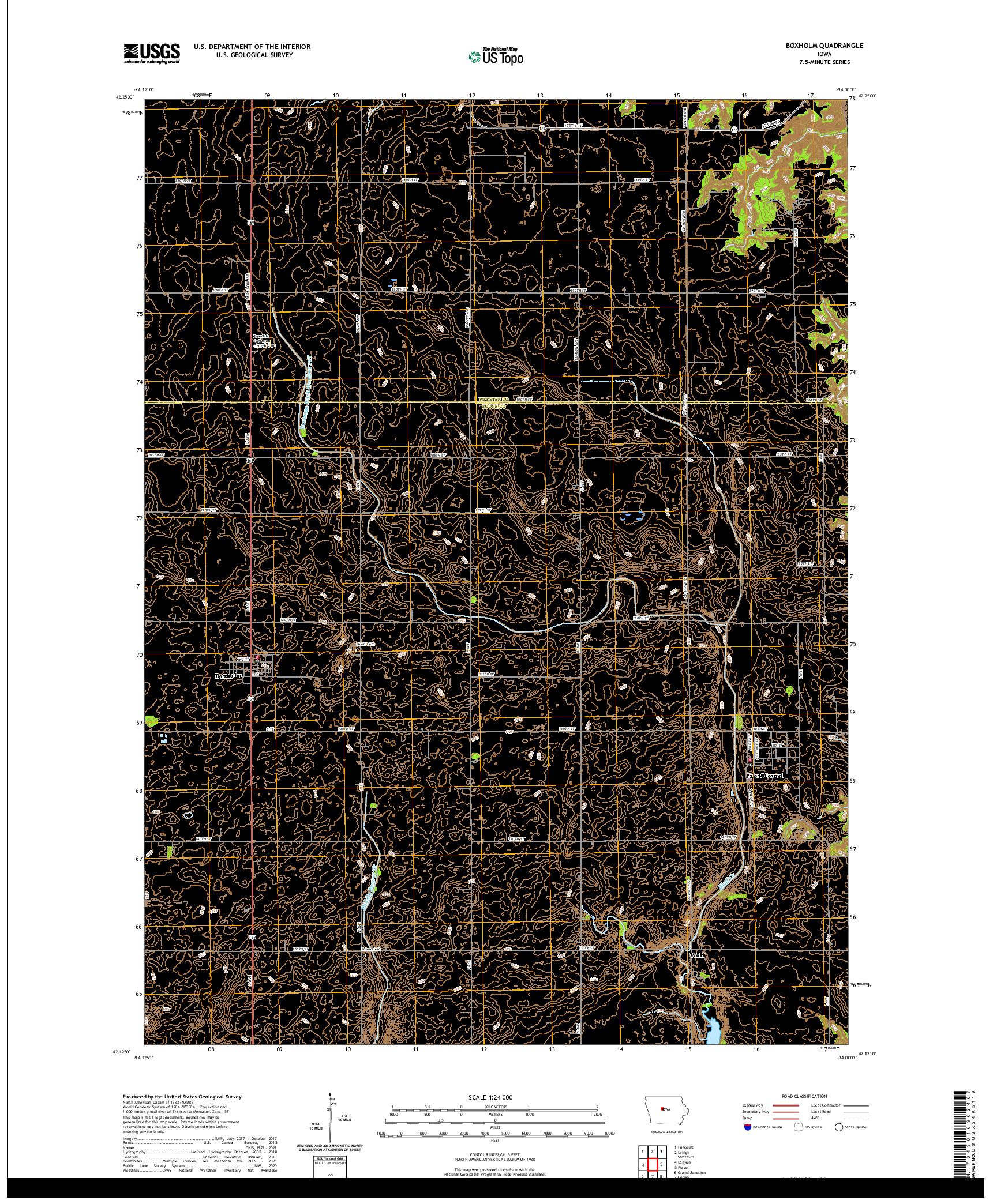 US TOPO 7.5-MINUTE MAP FOR BOXHOLM, IA