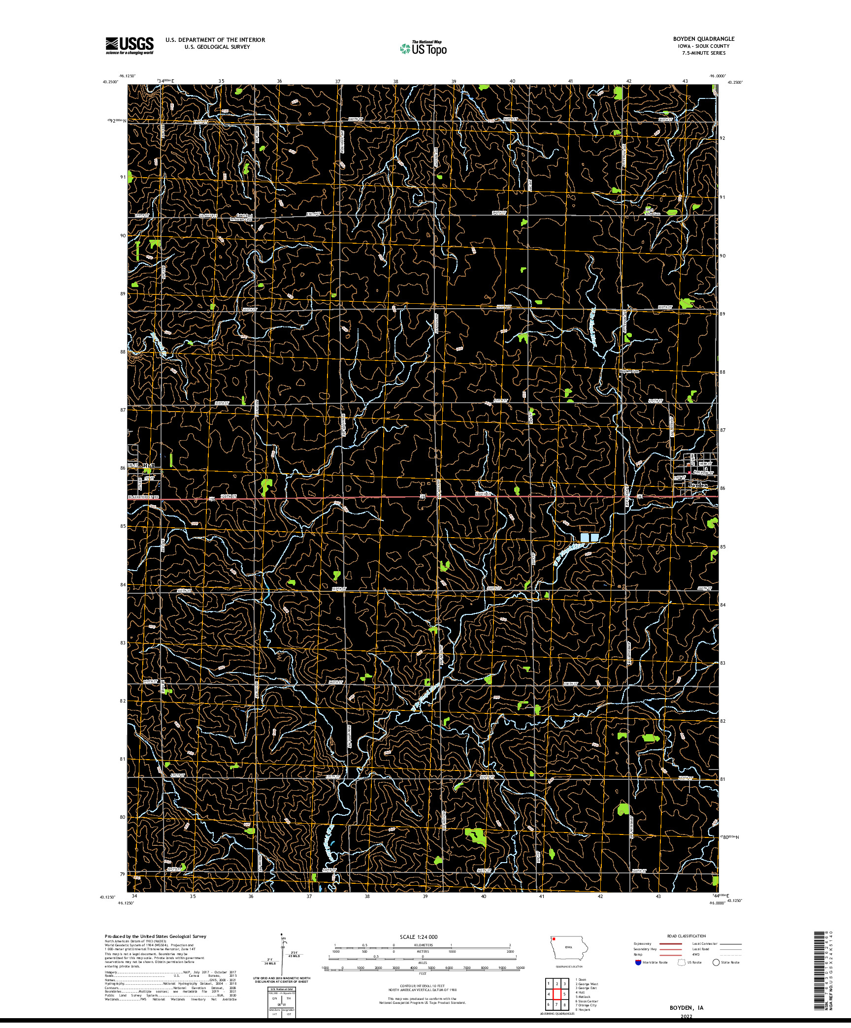 US TOPO 7.5-MINUTE MAP FOR BOYDEN, IA