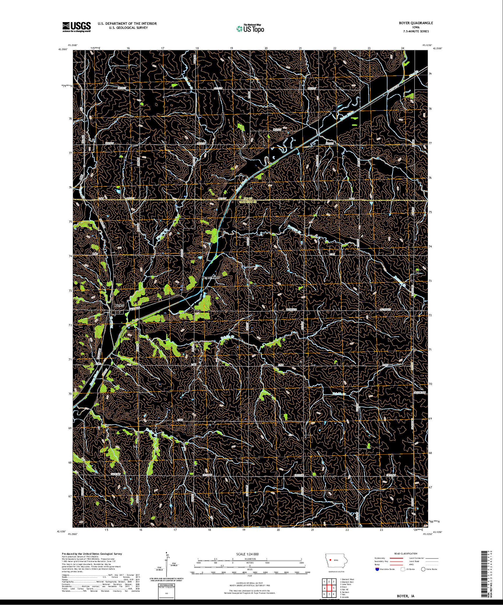 US TOPO 7.5-MINUTE MAP FOR BOYER, IA