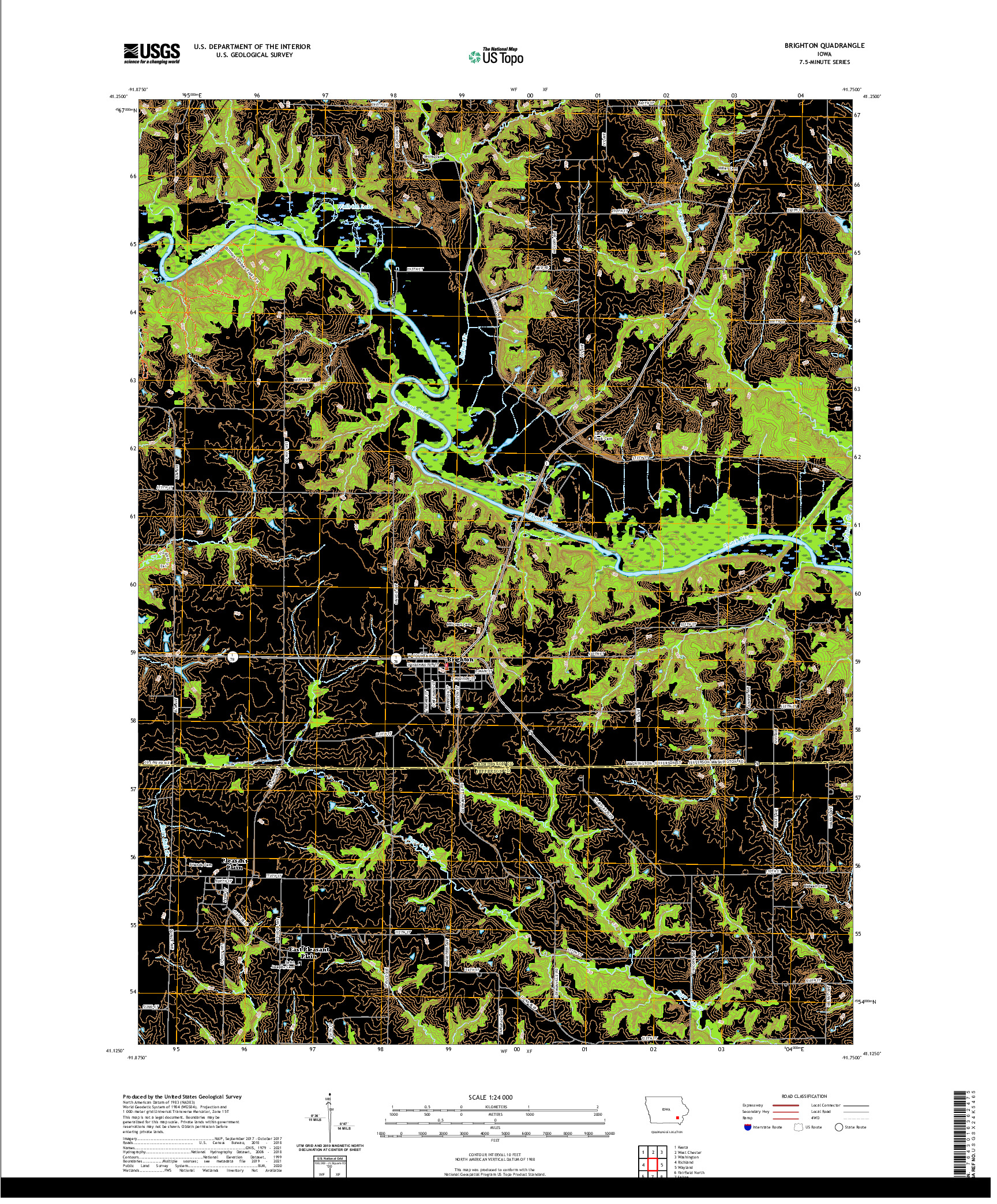 US TOPO 7.5-MINUTE MAP FOR BRIGHTON, IA