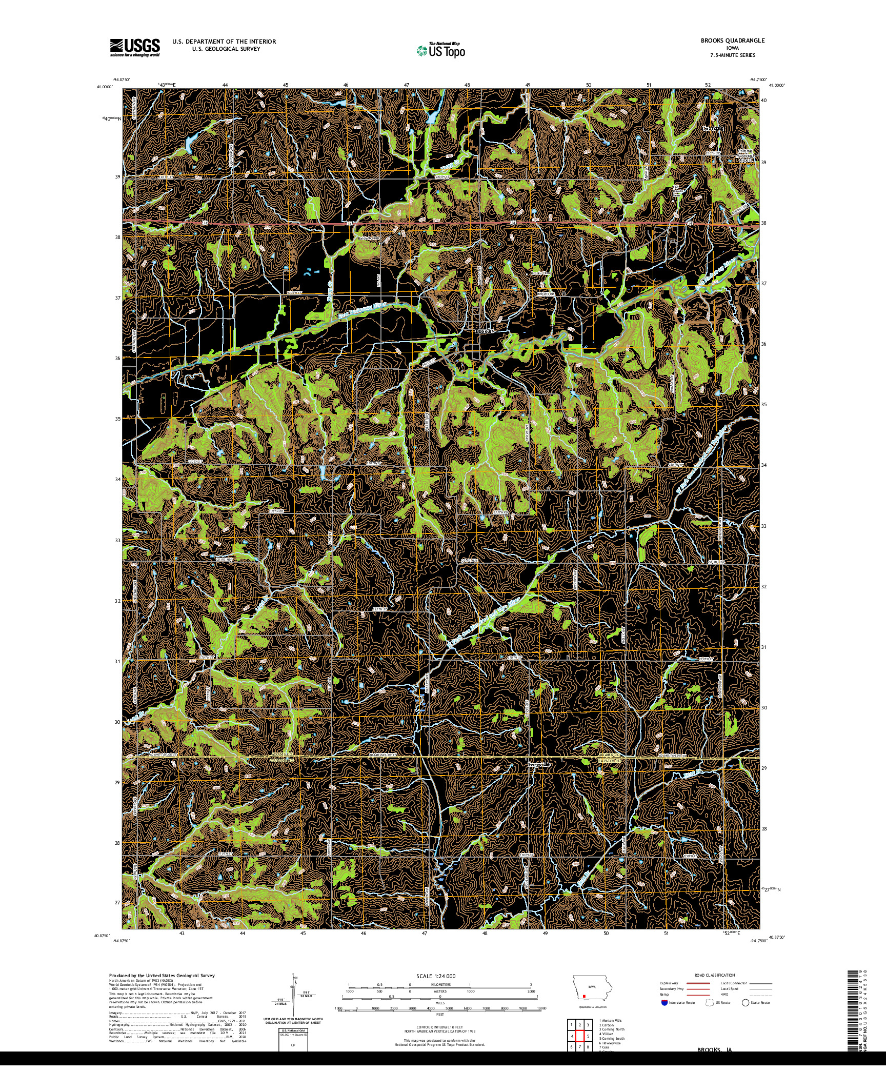 US TOPO 7.5-MINUTE MAP FOR BROOKS, IA