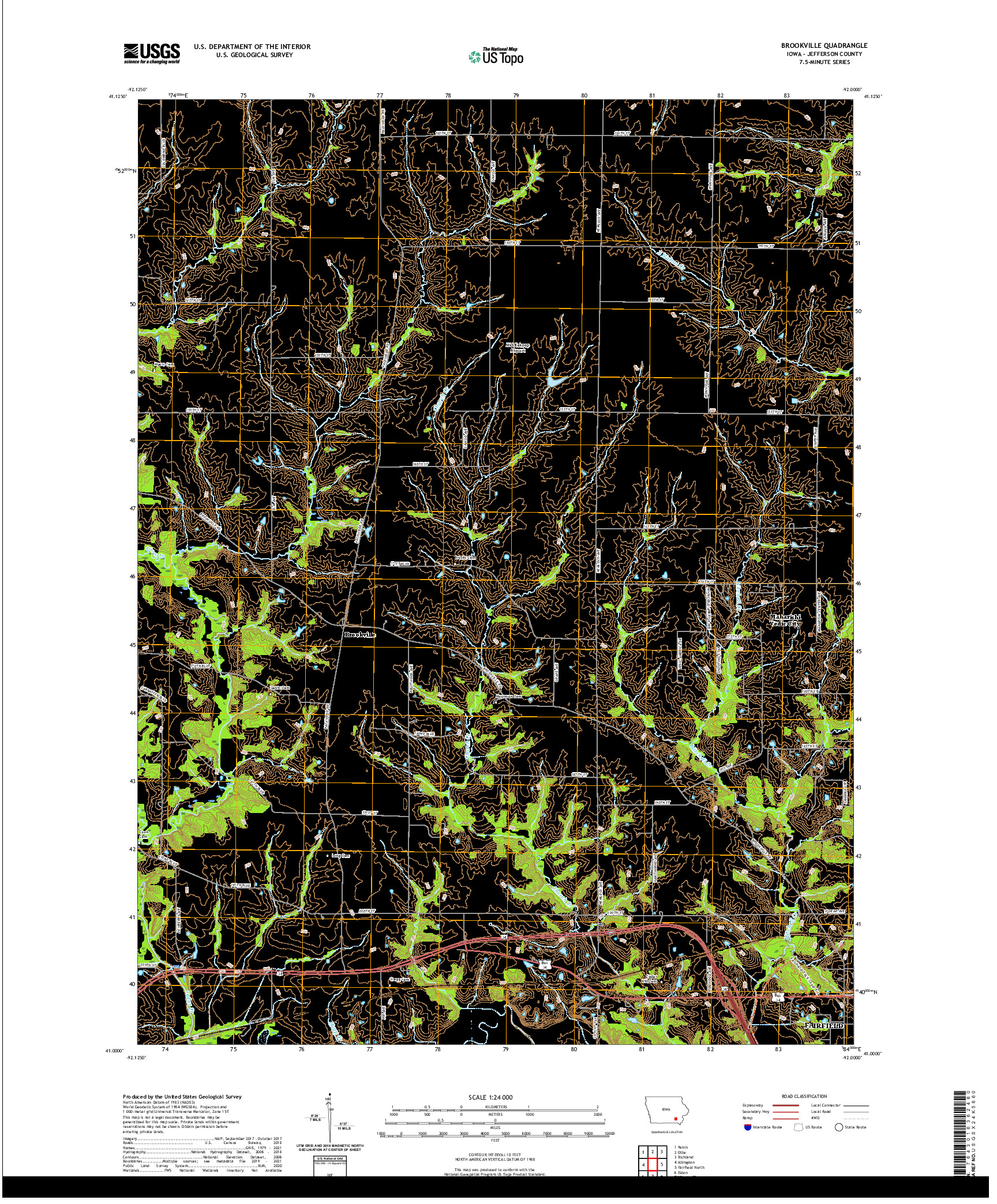 US TOPO 7.5-MINUTE MAP FOR BROOKVILLE, IA