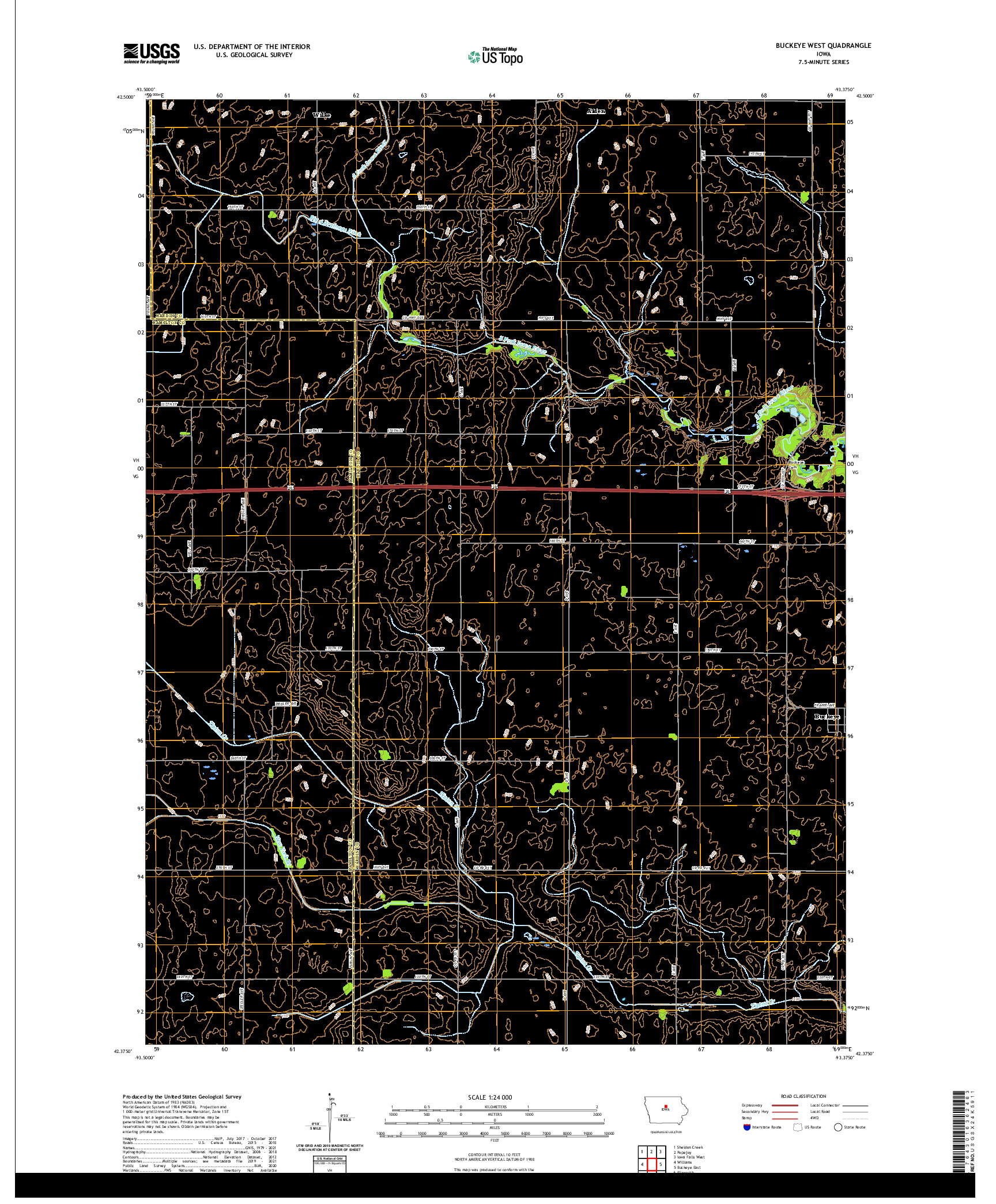 US TOPO 7.5-MINUTE MAP FOR BUCKEYE WEST, IA