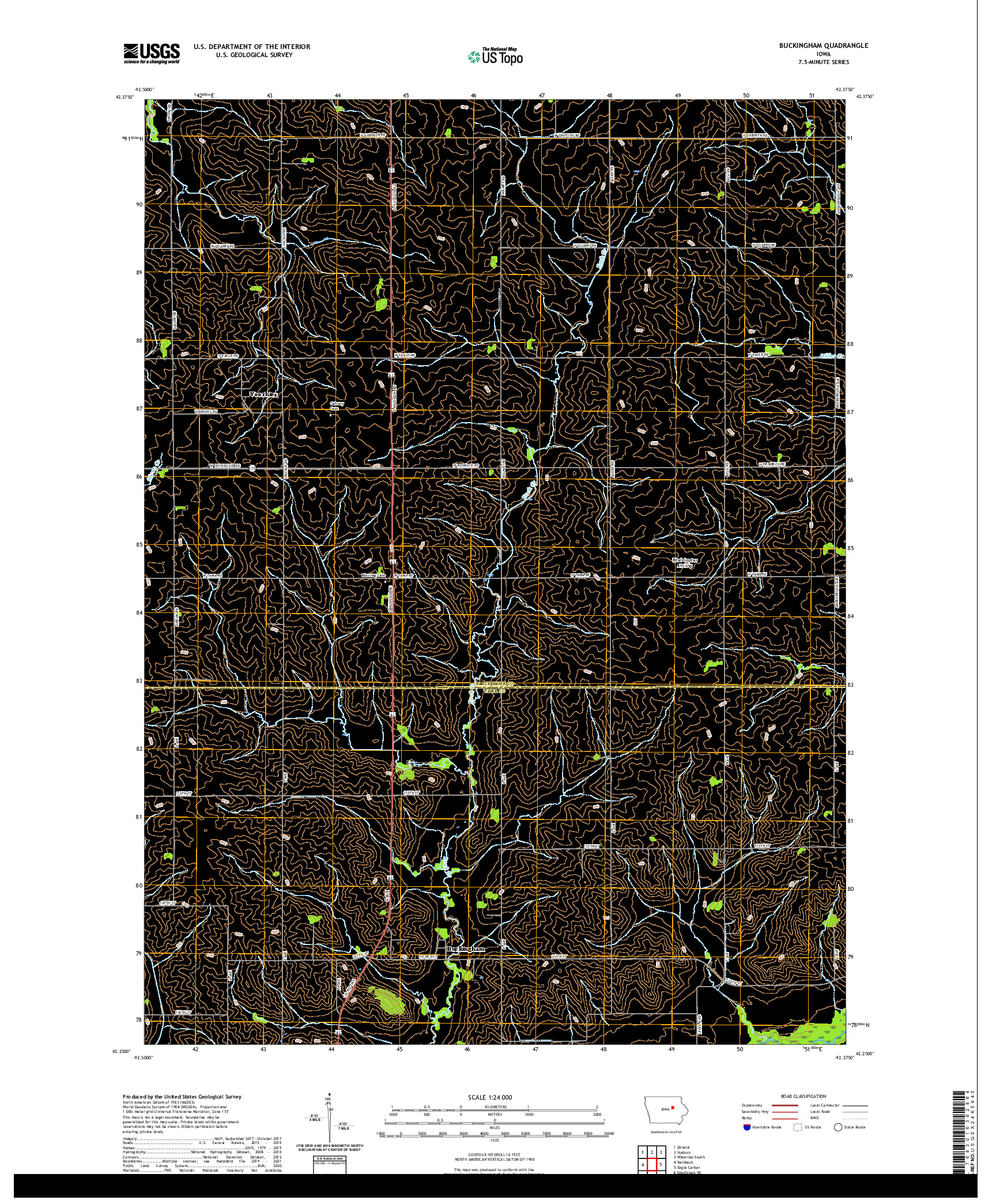 US TOPO 7.5-MINUTE MAP FOR BUCKINGHAM, IA