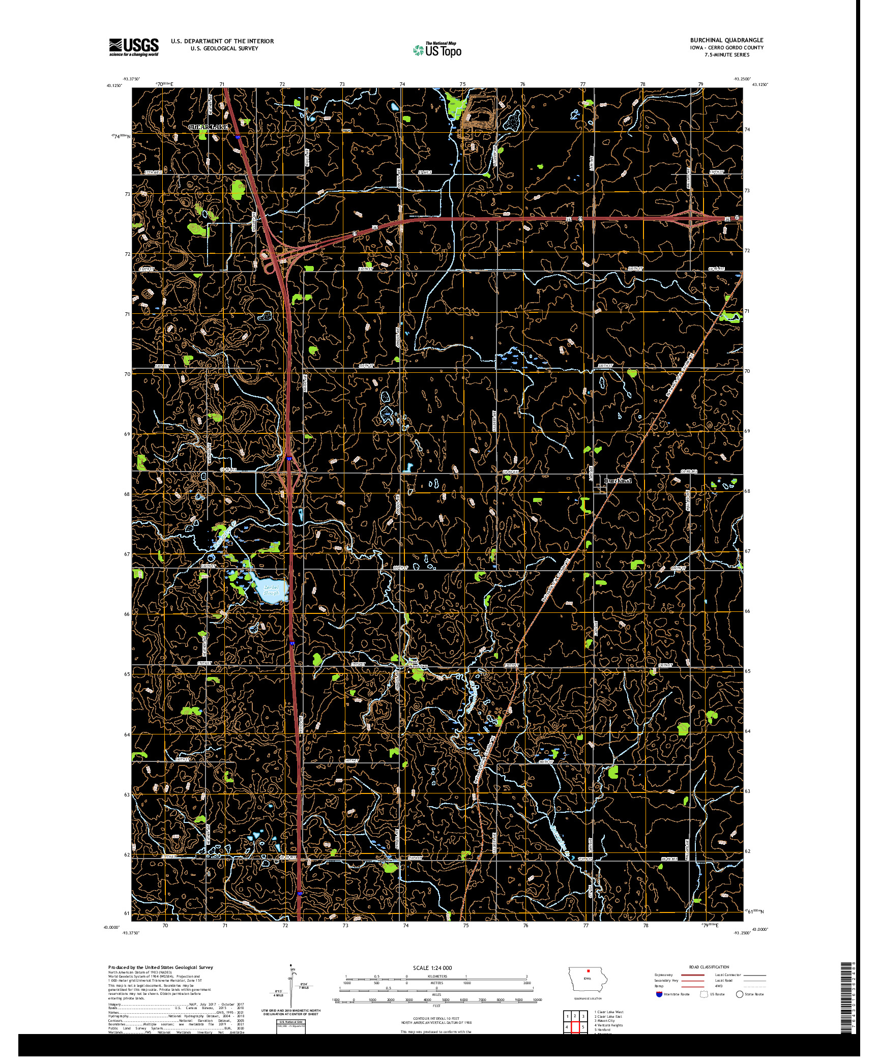 US TOPO 7.5-MINUTE MAP FOR BURCHINAL, IA