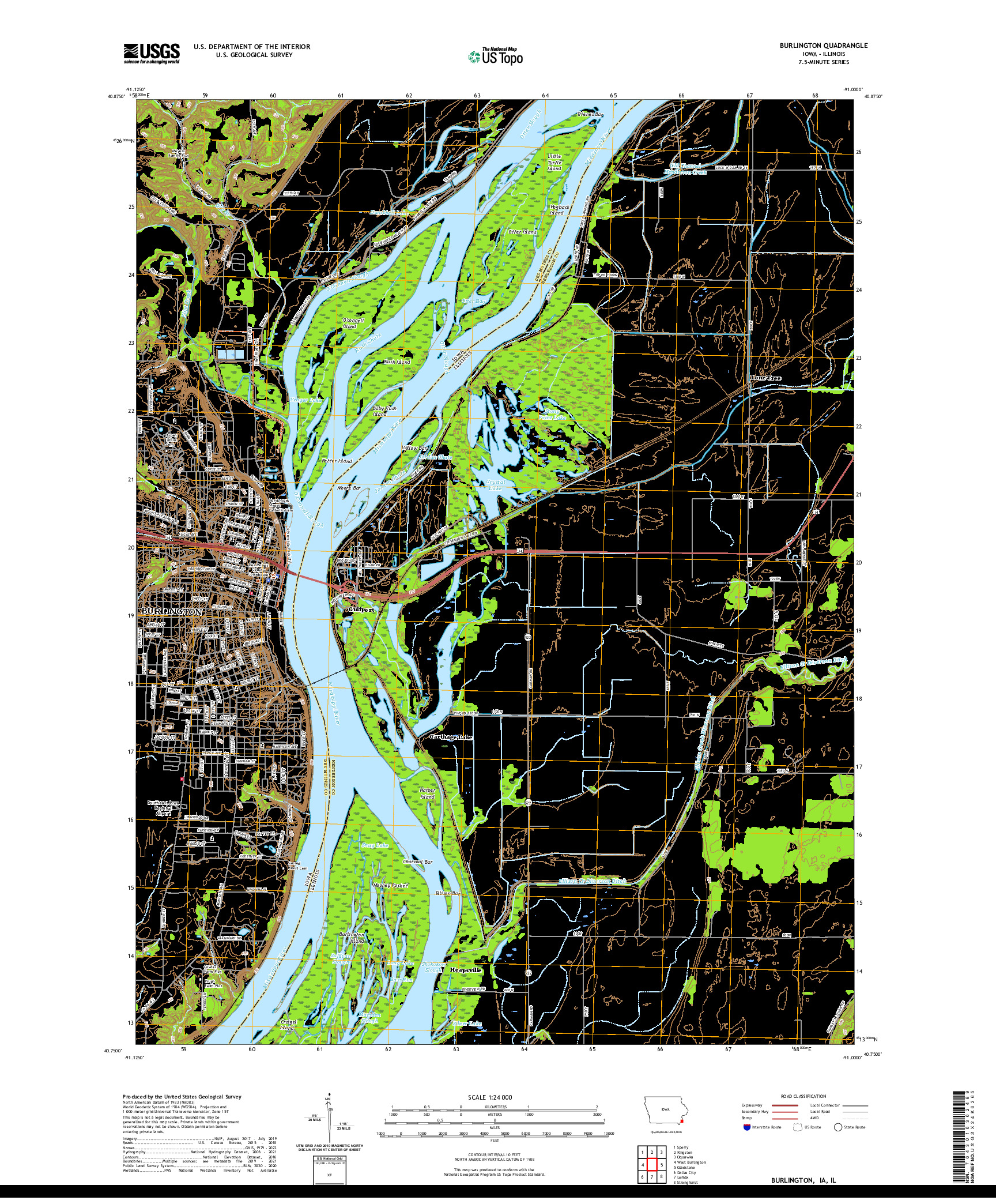 US TOPO 7.5-MINUTE MAP FOR BURLINGTON, IA,IL