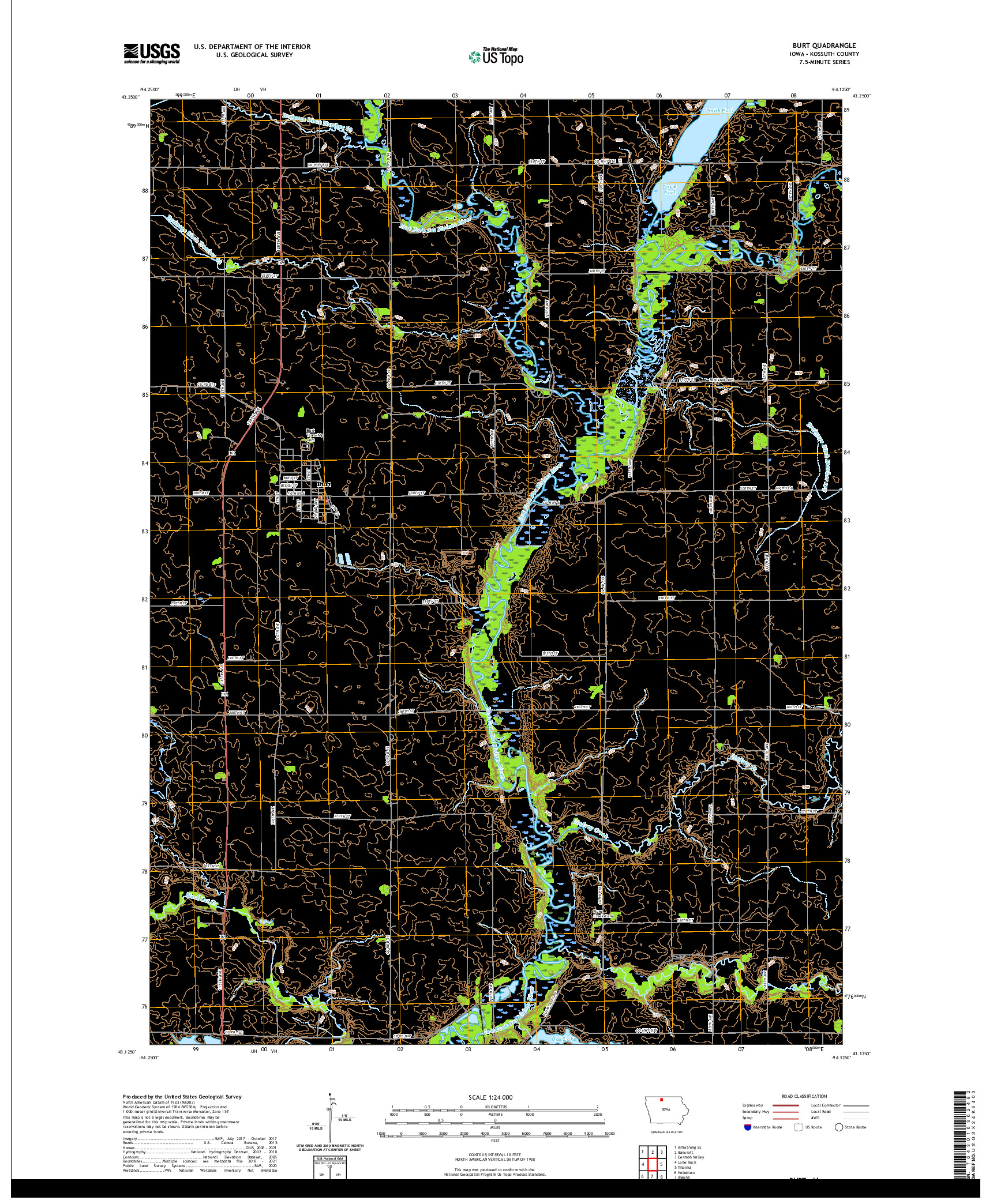 US TOPO 7.5-MINUTE MAP FOR BURT, IA