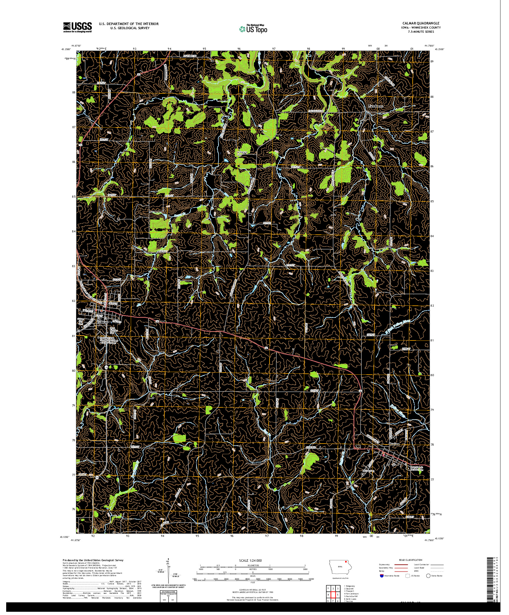 US TOPO 7.5-MINUTE MAP FOR CALMAR, IA