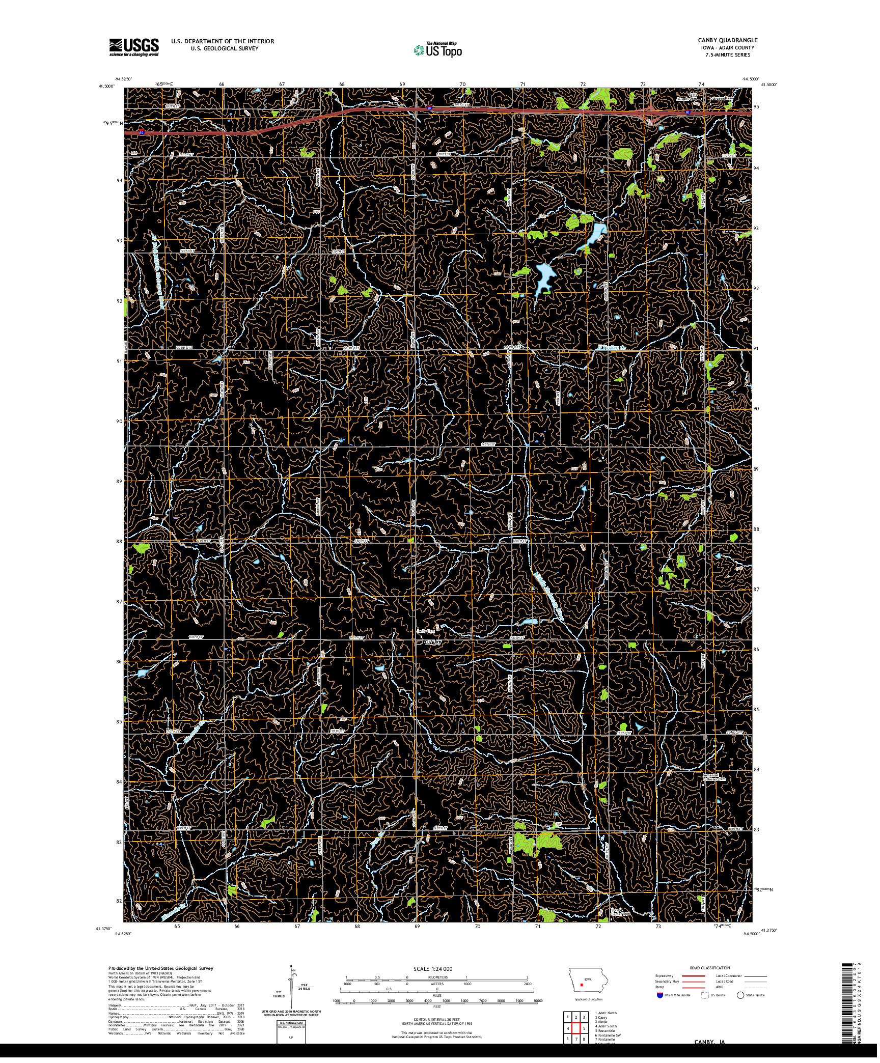 US TOPO 7.5-MINUTE MAP FOR CANBY, IA