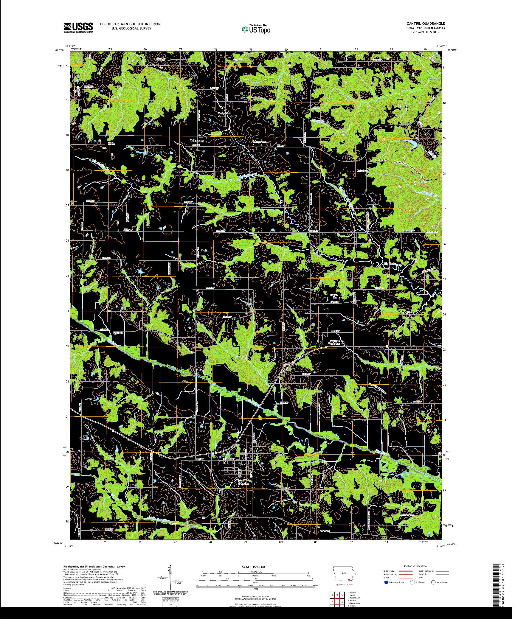 US TOPO 7.5-MINUTE MAP FOR CANTRIL, IA