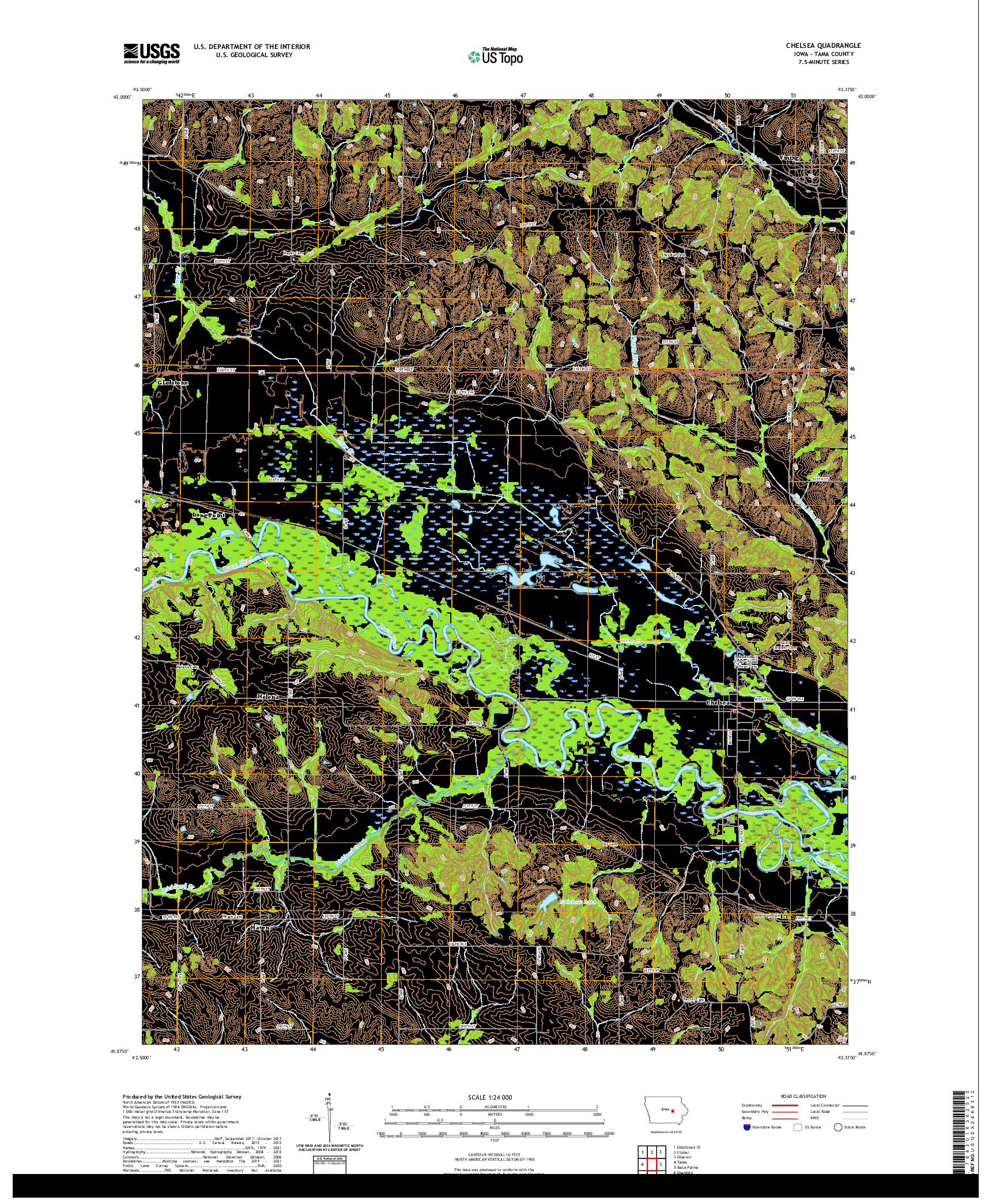 US TOPO 7.5-MINUTE MAP FOR CHELSEA, IA