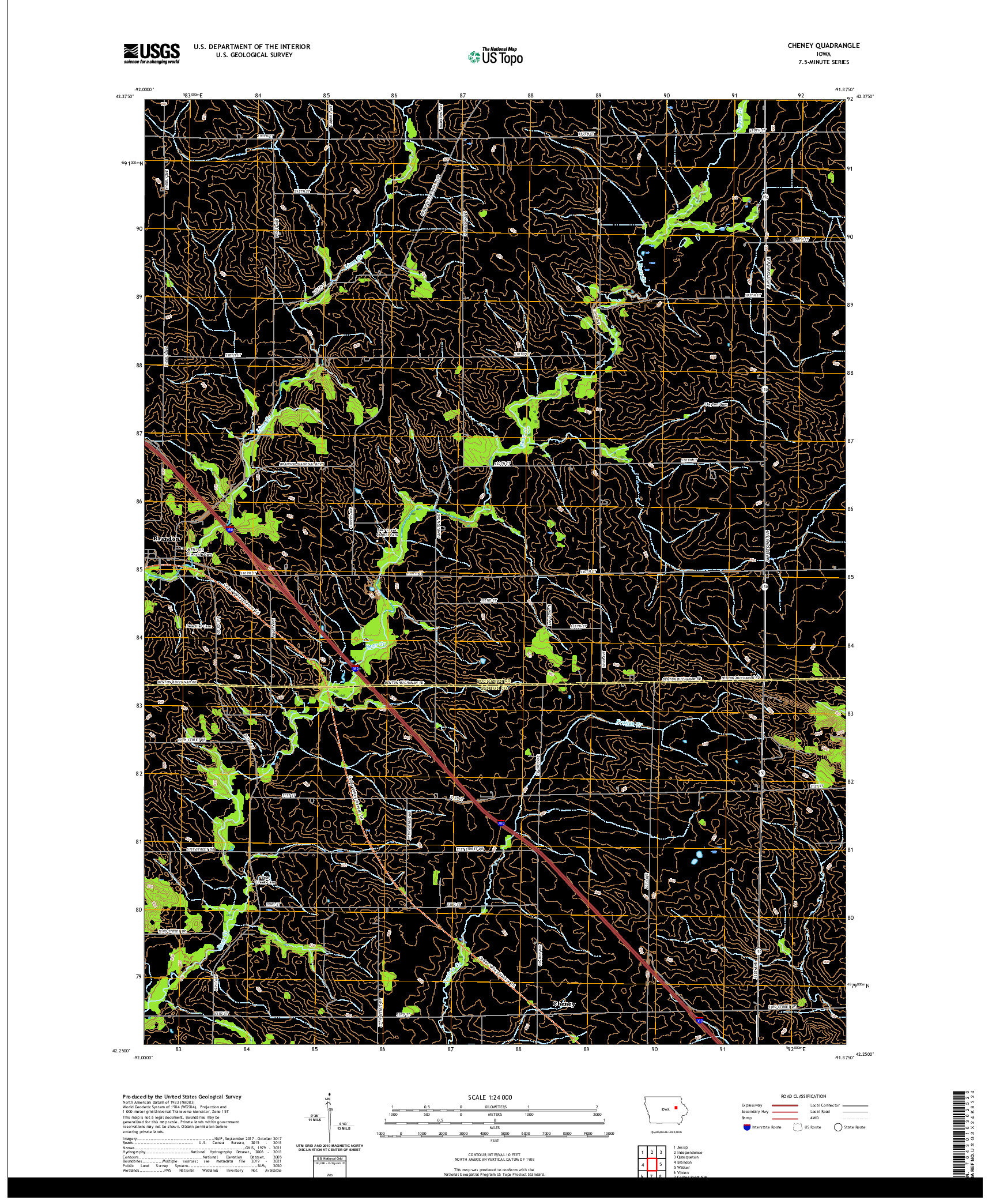 US TOPO 7.5-MINUTE MAP FOR CHENEY, IA