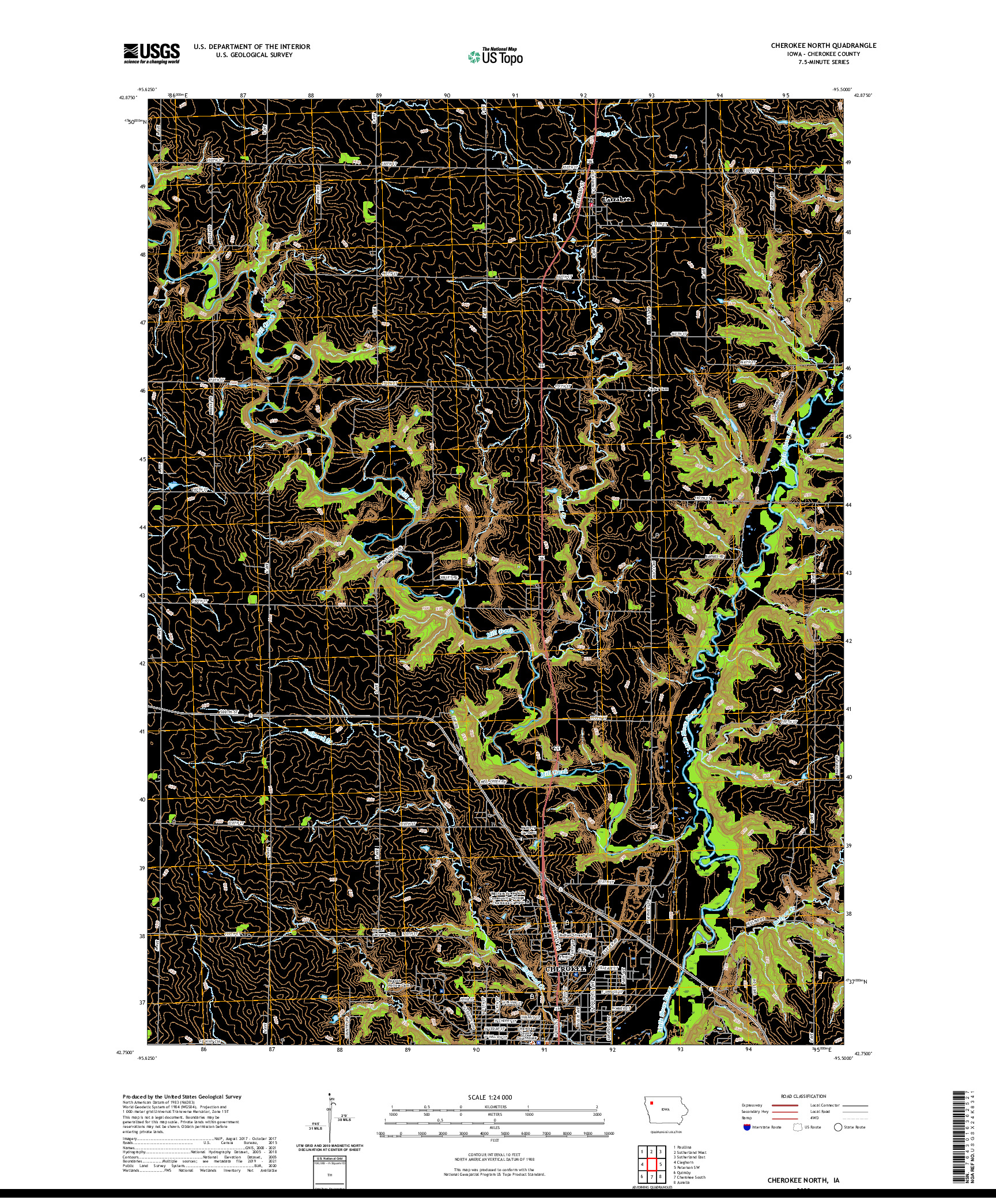 US TOPO 7.5-MINUTE MAP FOR CHEROKEE NORTH, IA