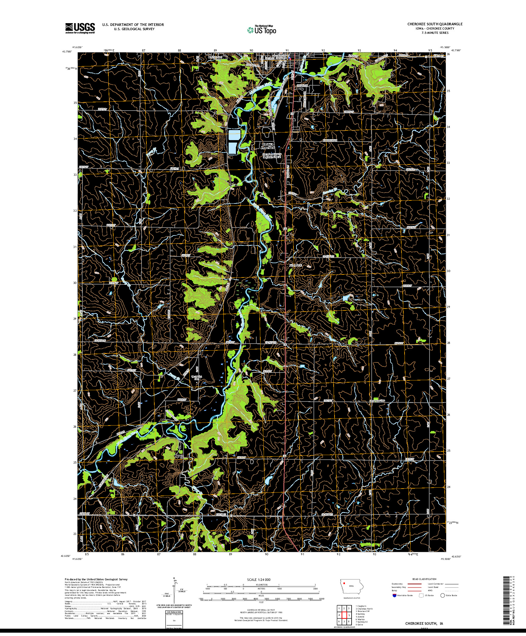 US TOPO 7.5-MINUTE MAP FOR CHEROKEE SOUTH, IA