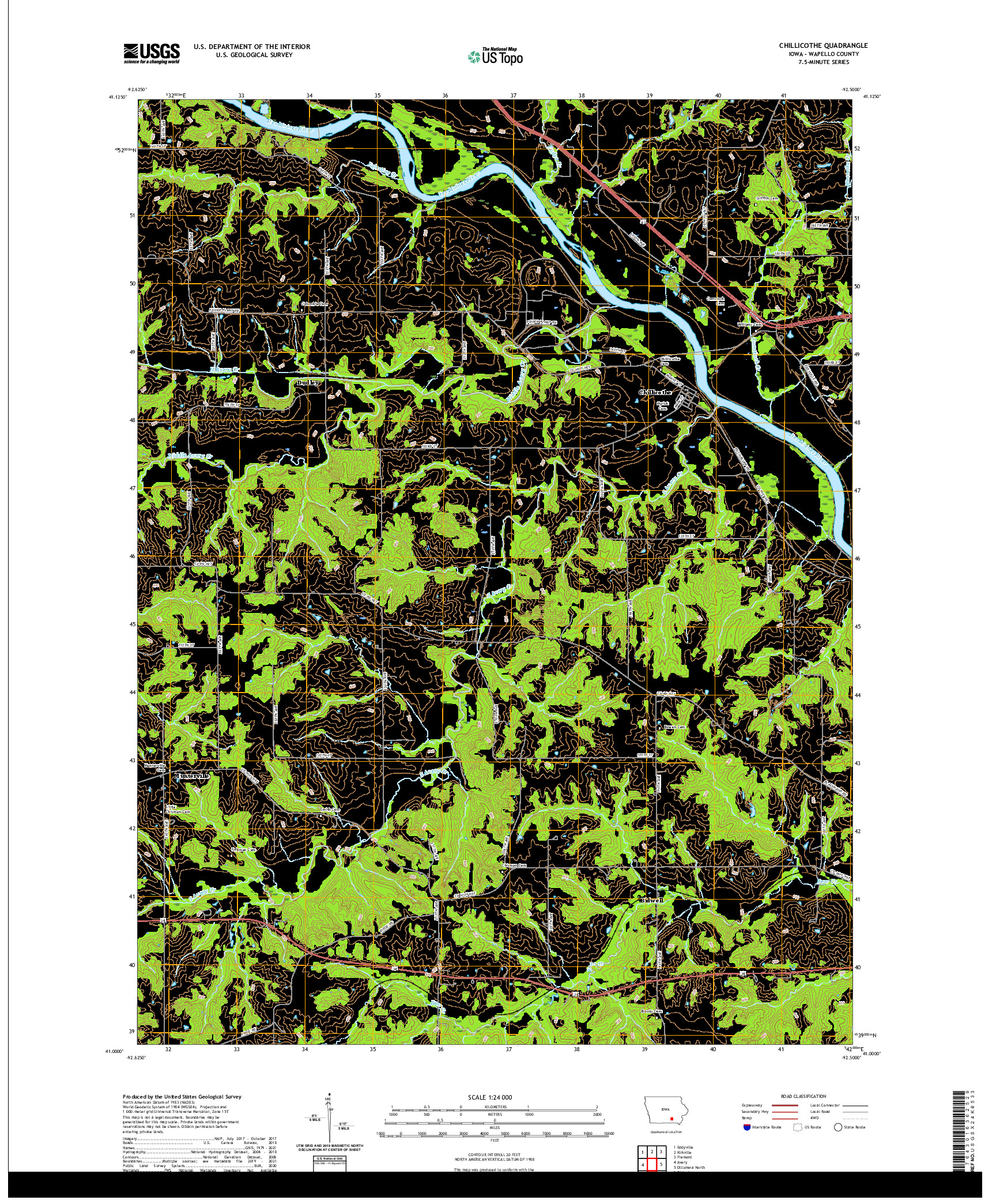 US TOPO 7.5-MINUTE MAP FOR CHILLICOTHE, IA