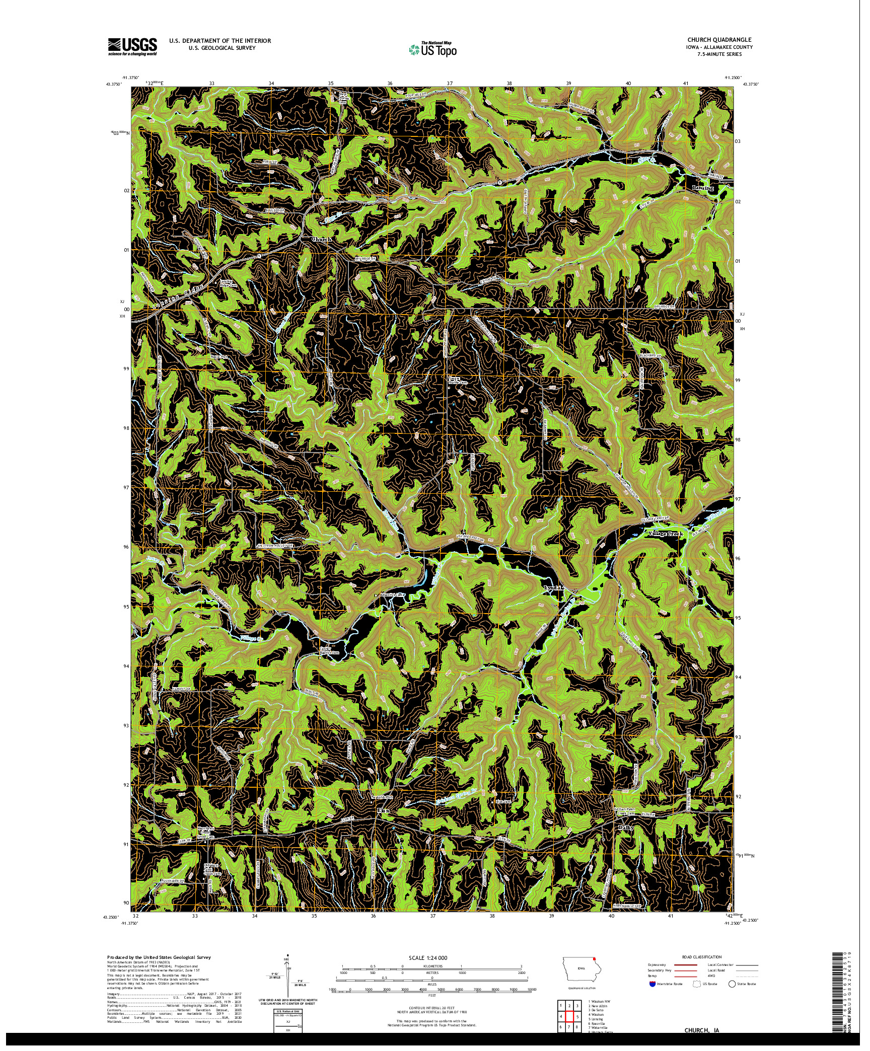 US TOPO 7.5-MINUTE MAP FOR CHURCH, IA