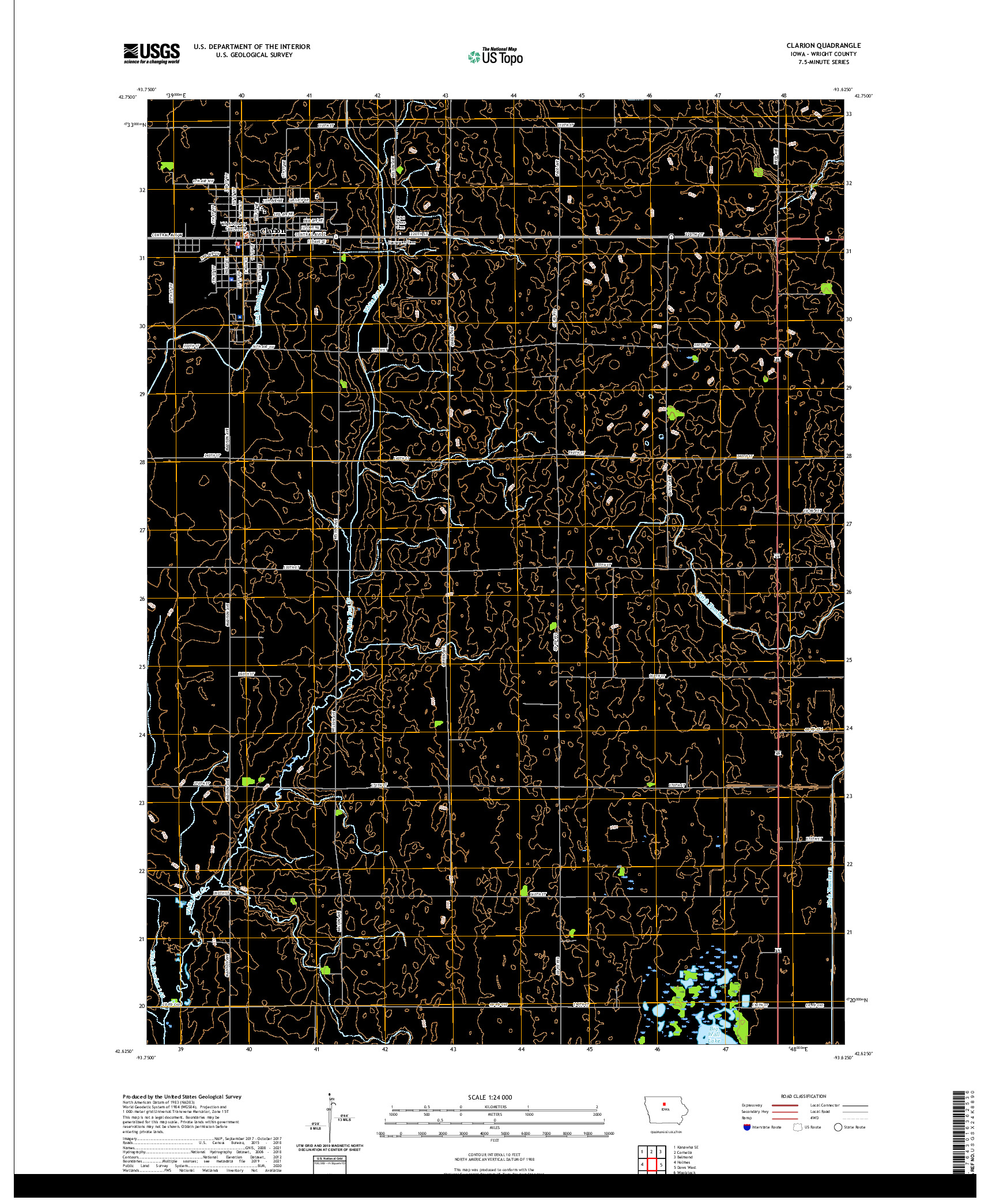 US TOPO 7.5-MINUTE MAP FOR CLARION, IA