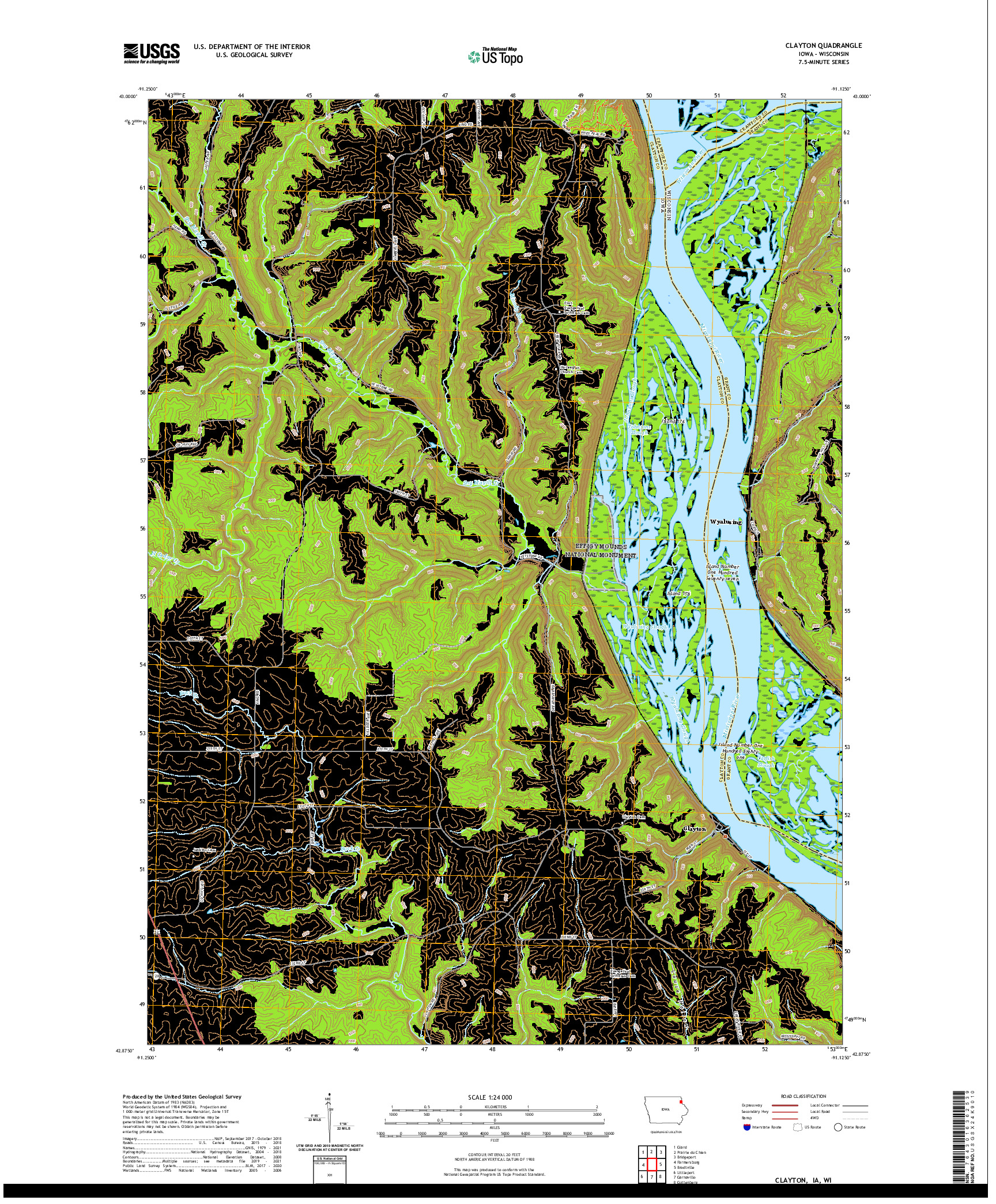 US TOPO 7.5-MINUTE MAP FOR CLAYTON, IA,WI