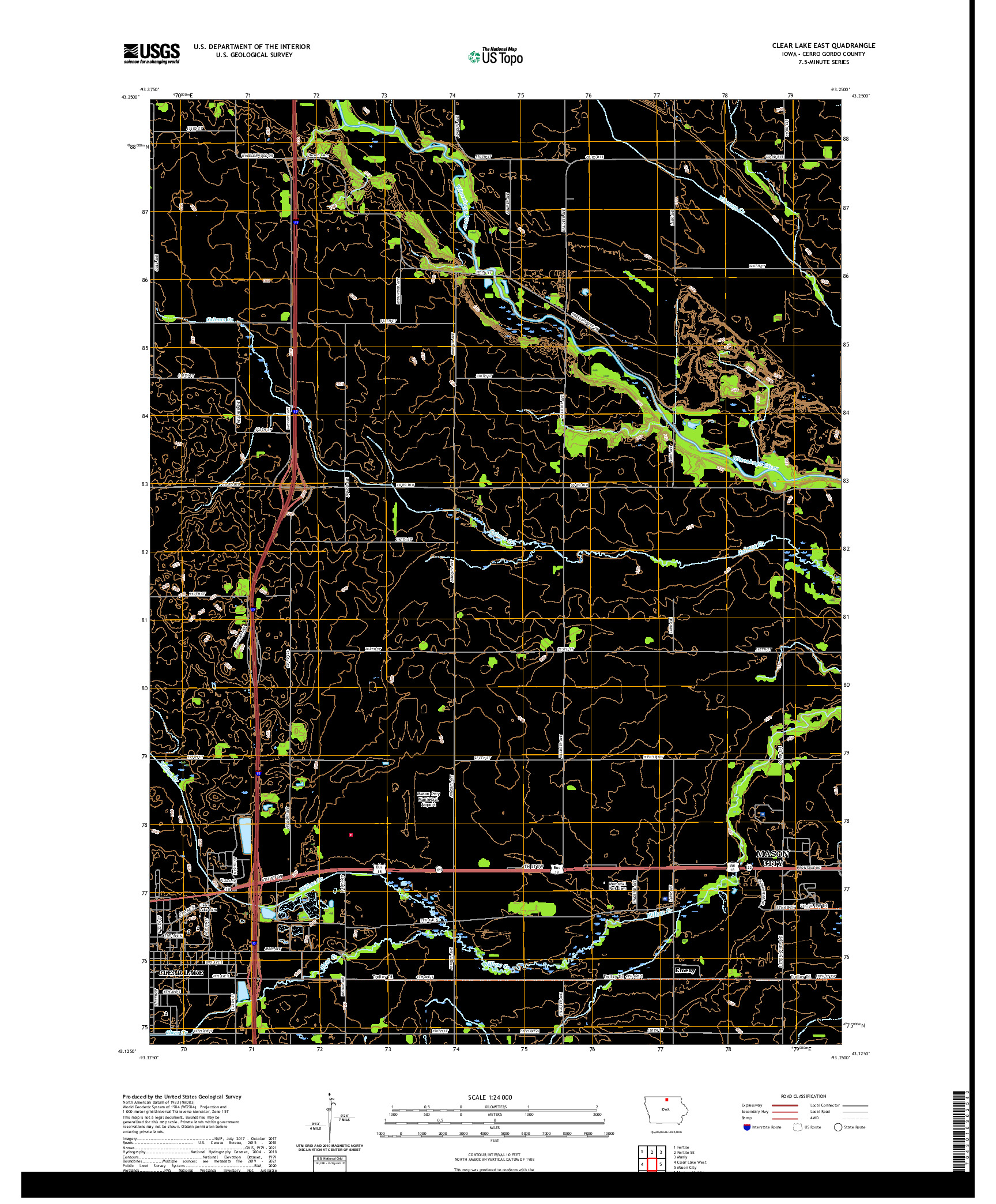 US TOPO 7.5-MINUTE MAP FOR CLEAR LAKE EAST, IA