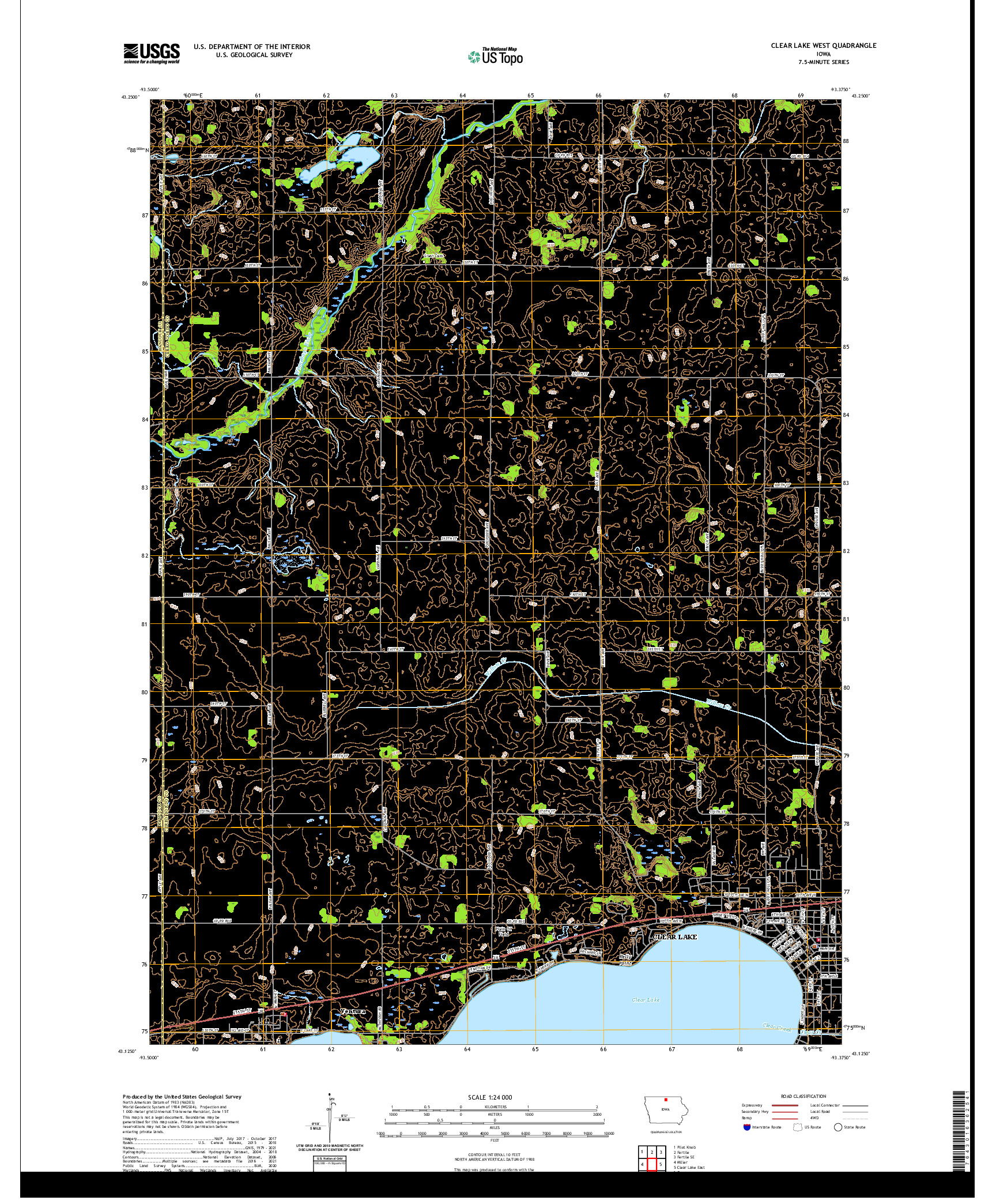 US TOPO 7.5-MINUTE MAP FOR CLEAR LAKE WEST, IA