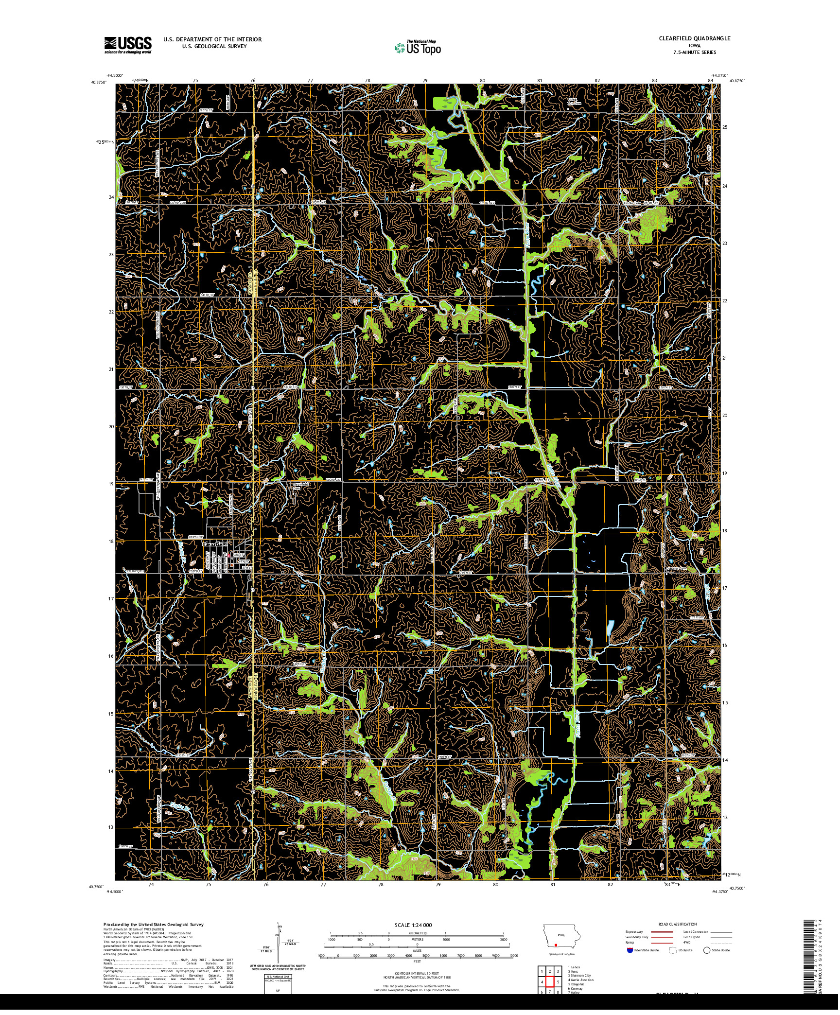 US TOPO 7.5-MINUTE MAP FOR CLEARFIELD, IA