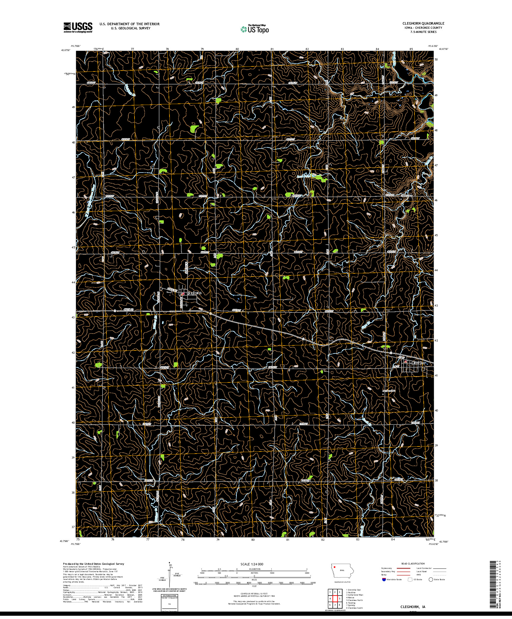 US TOPO 7.5-MINUTE MAP FOR CLEGHORN, IA