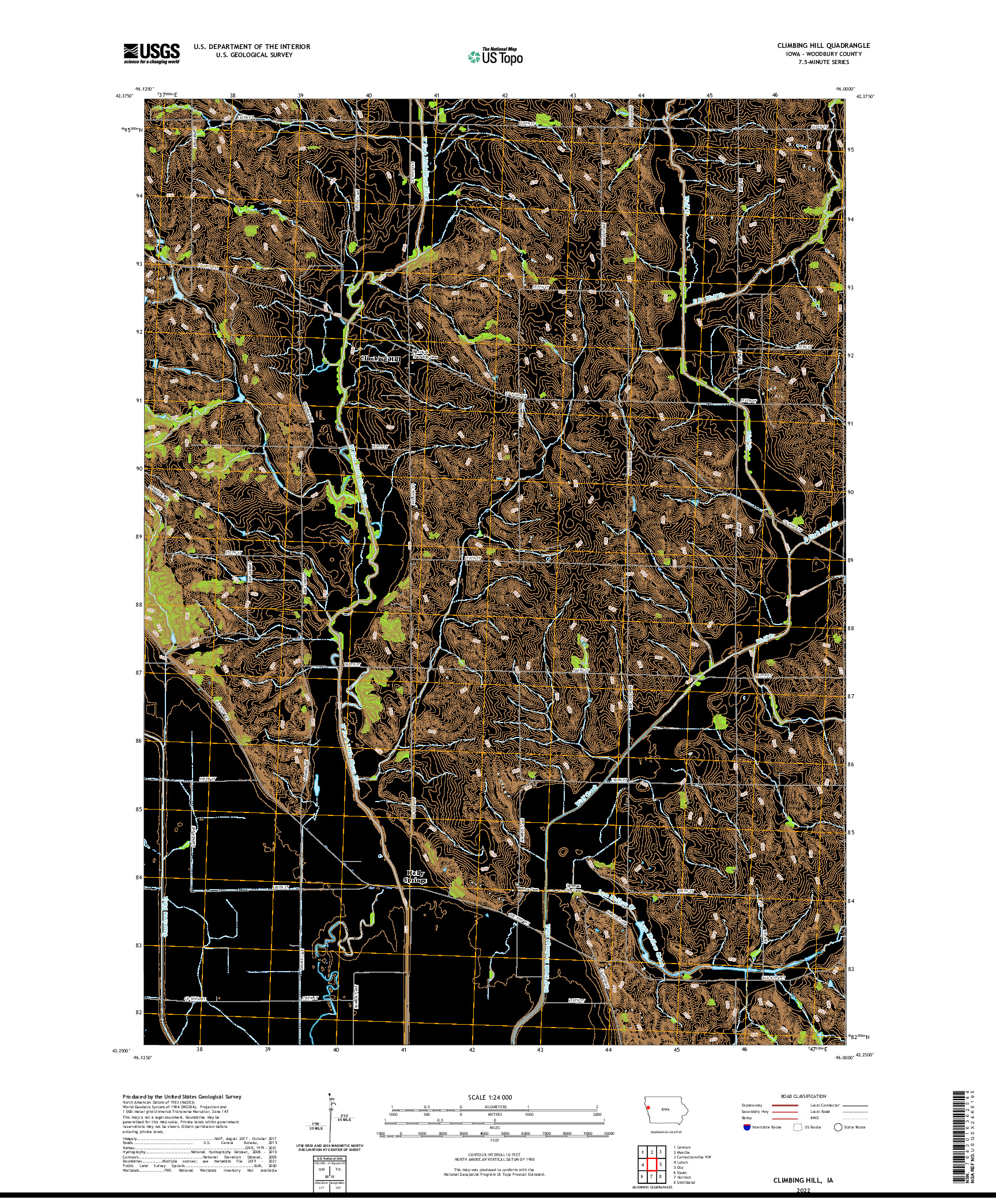US TOPO 7.5-MINUTE MAP FOR CLIMBING HILL, IA
