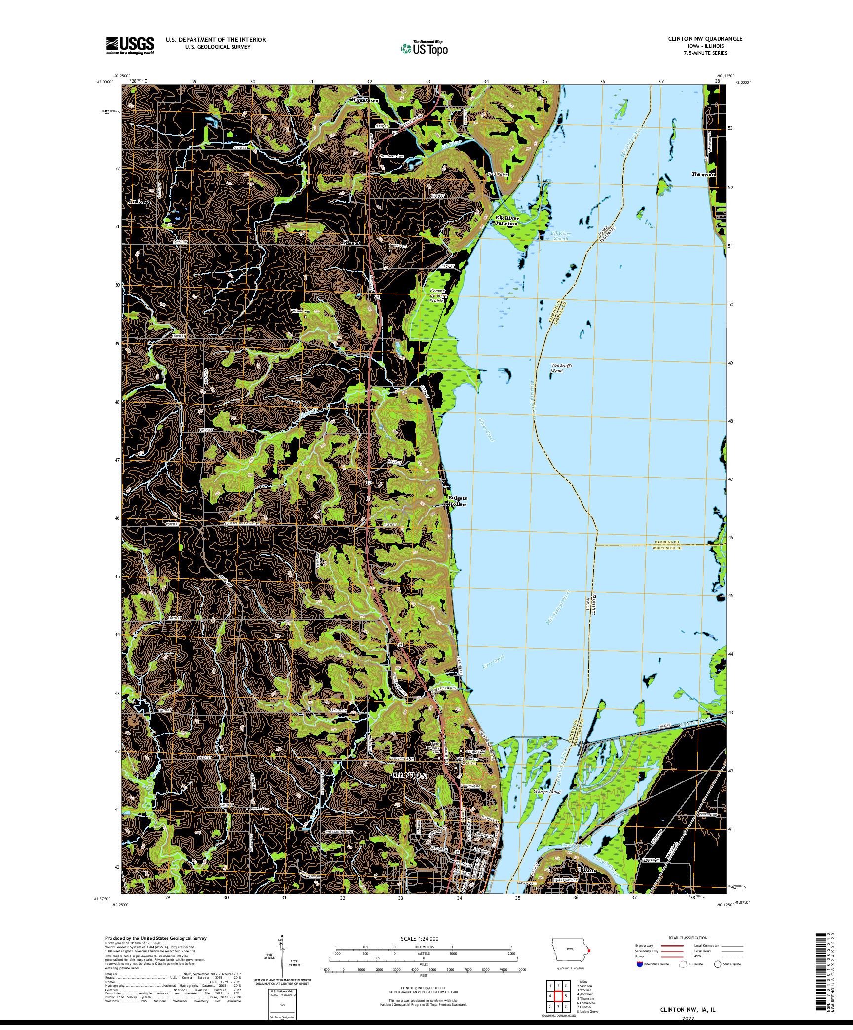 US TOPO 7.5-MINUTE MAP FOR CLINTON NW, IA,IL