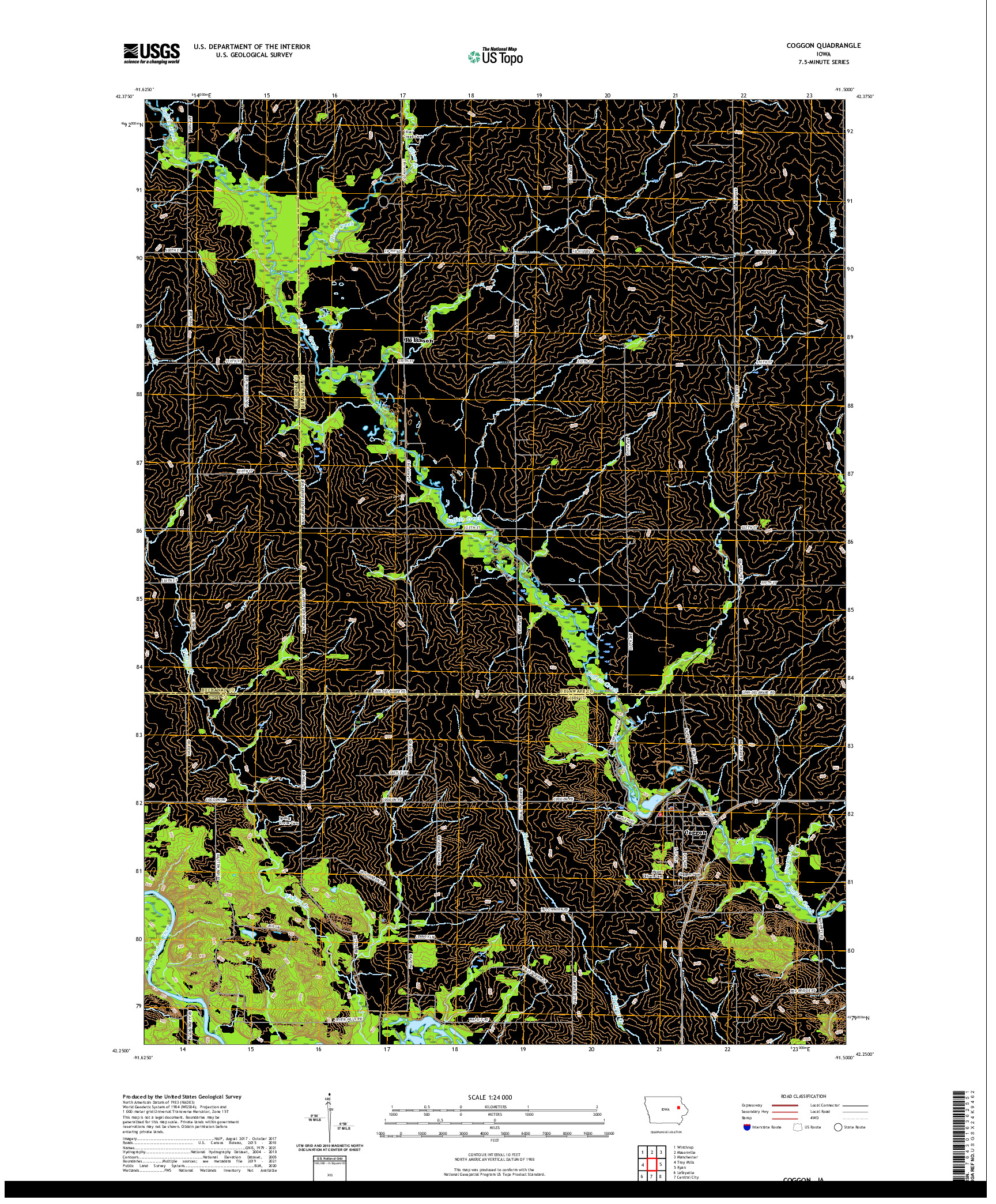 US TOPO 7.5-MINUTE MAP FOR COGGON, IA