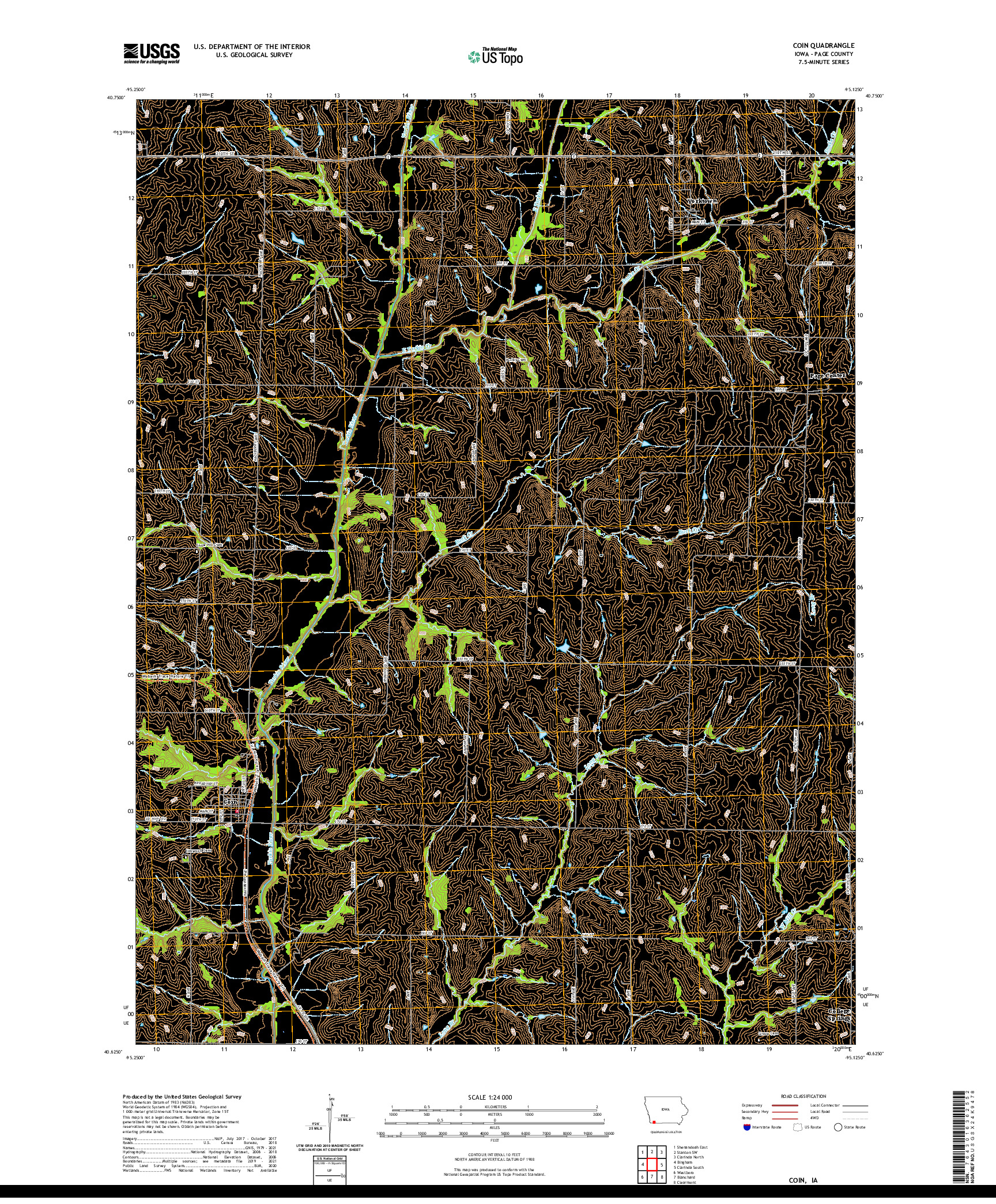 US TOPO 7.5-MINUTE MAP FOR COIN, IA