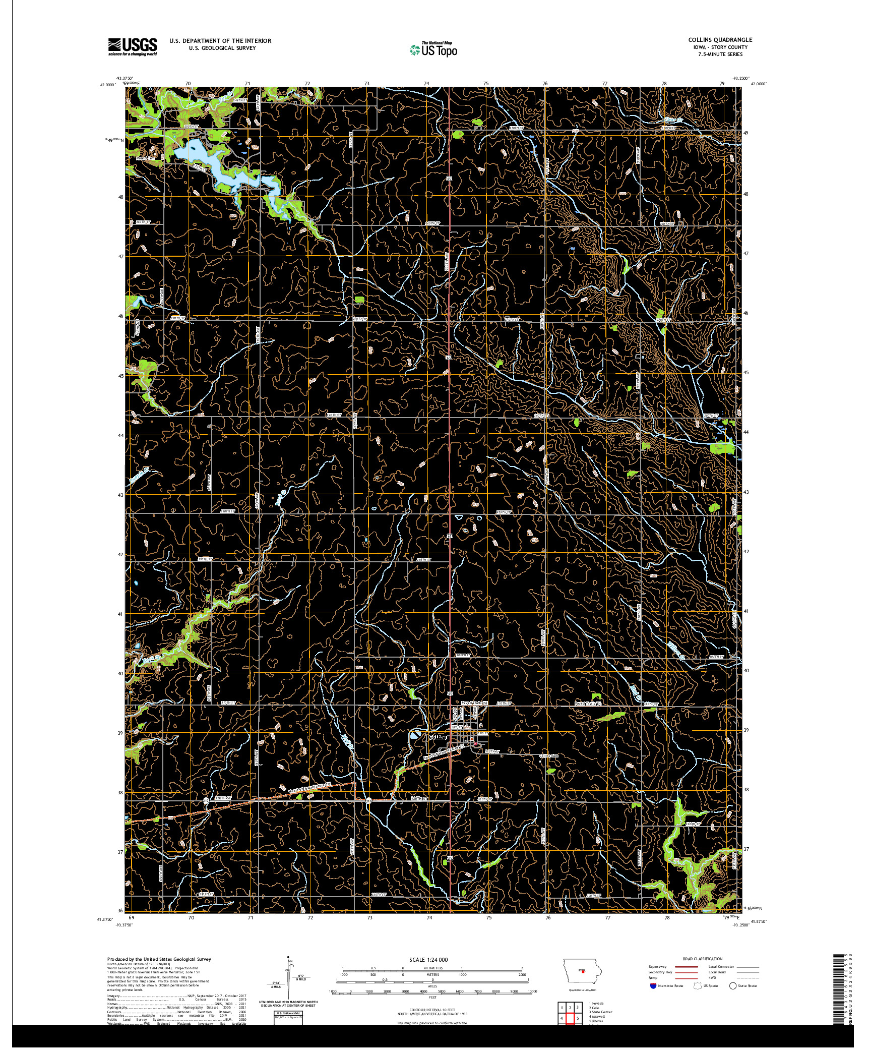 US TOPO 7.5-MINUTE MAP FOR COLLINS, IA