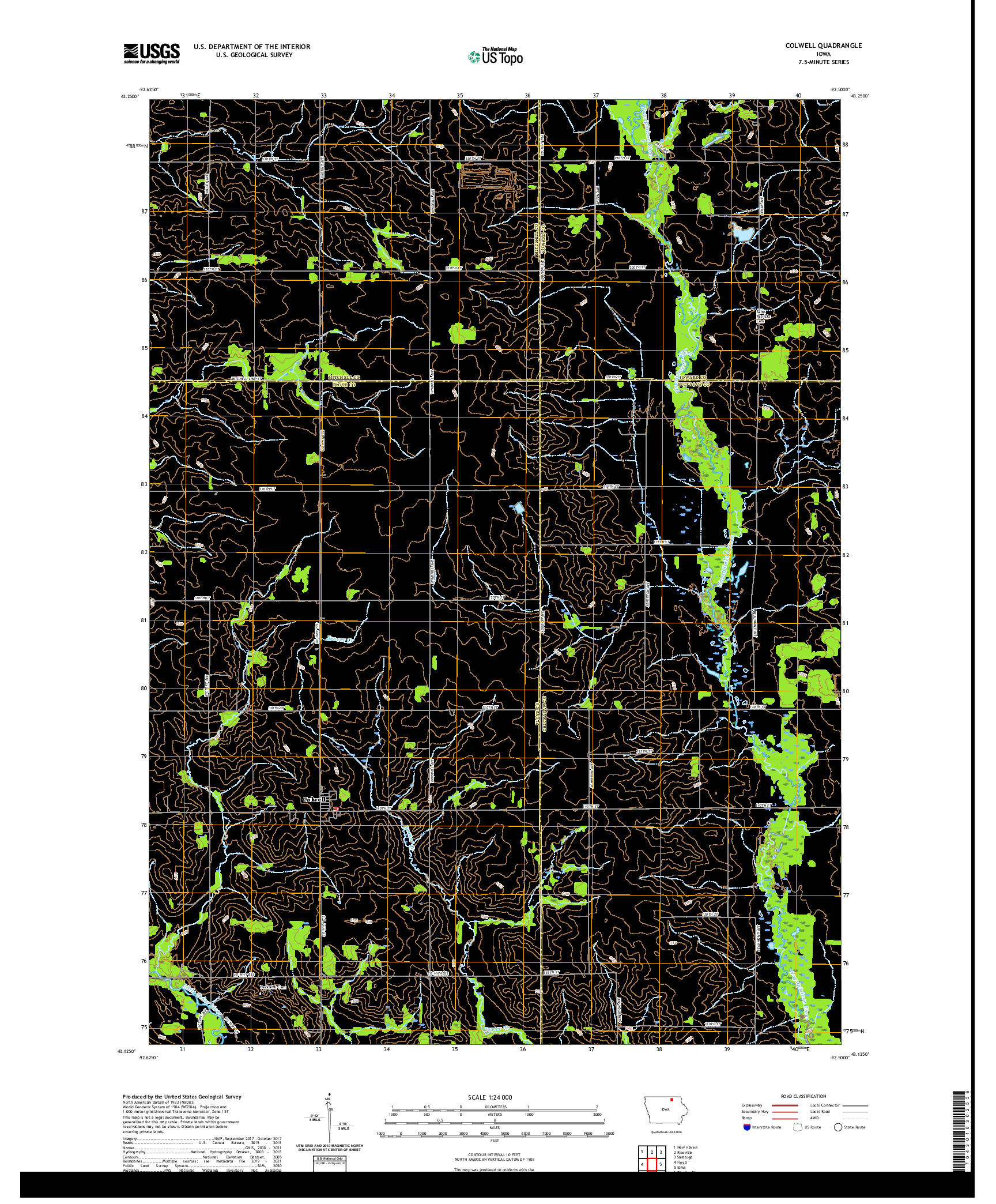 US TOPO 7.5-MINUTE MAP FOR COLWELL, IA