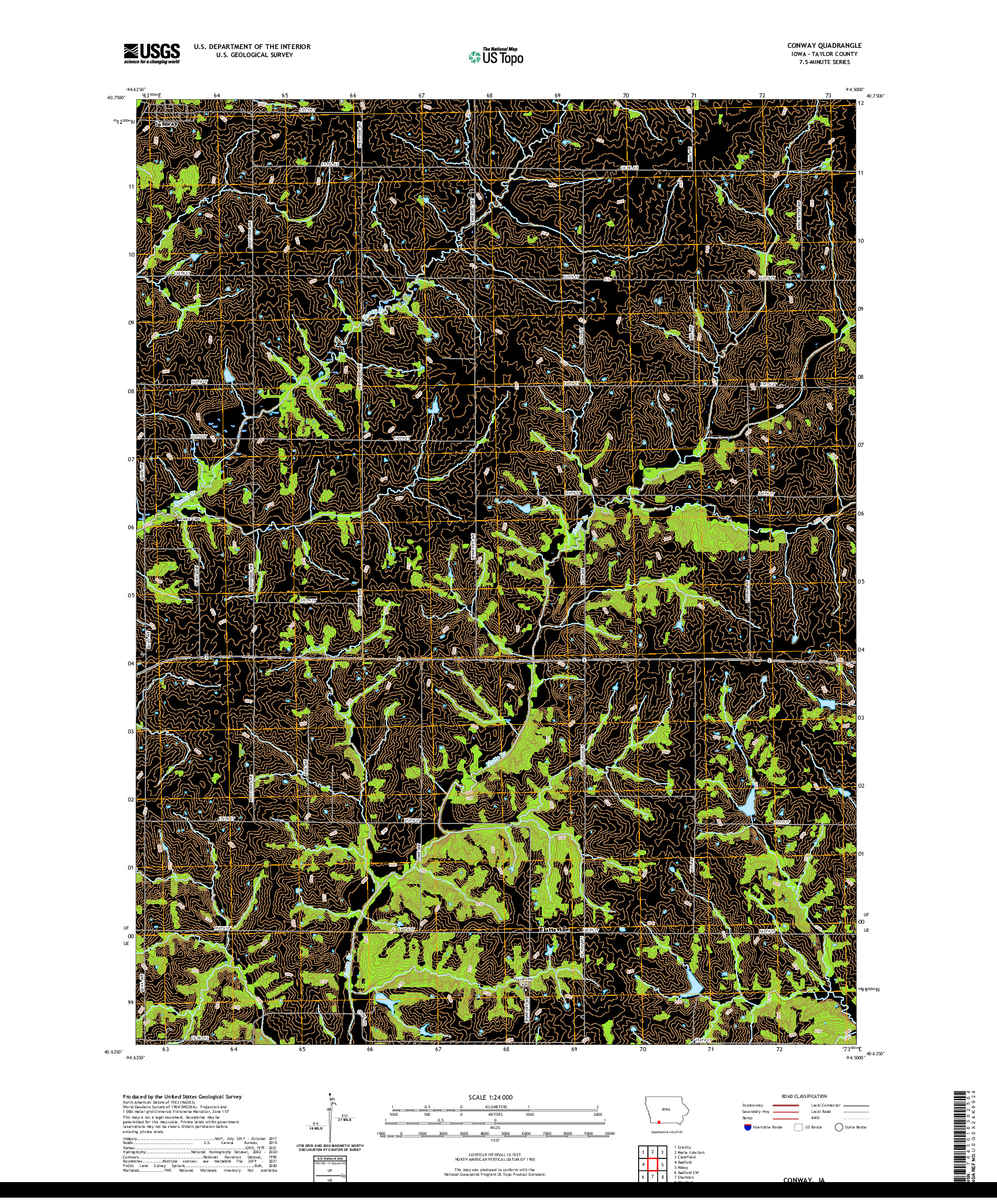 US TOPO 7.5-MINUTE MAP FOR CONWAY, IA