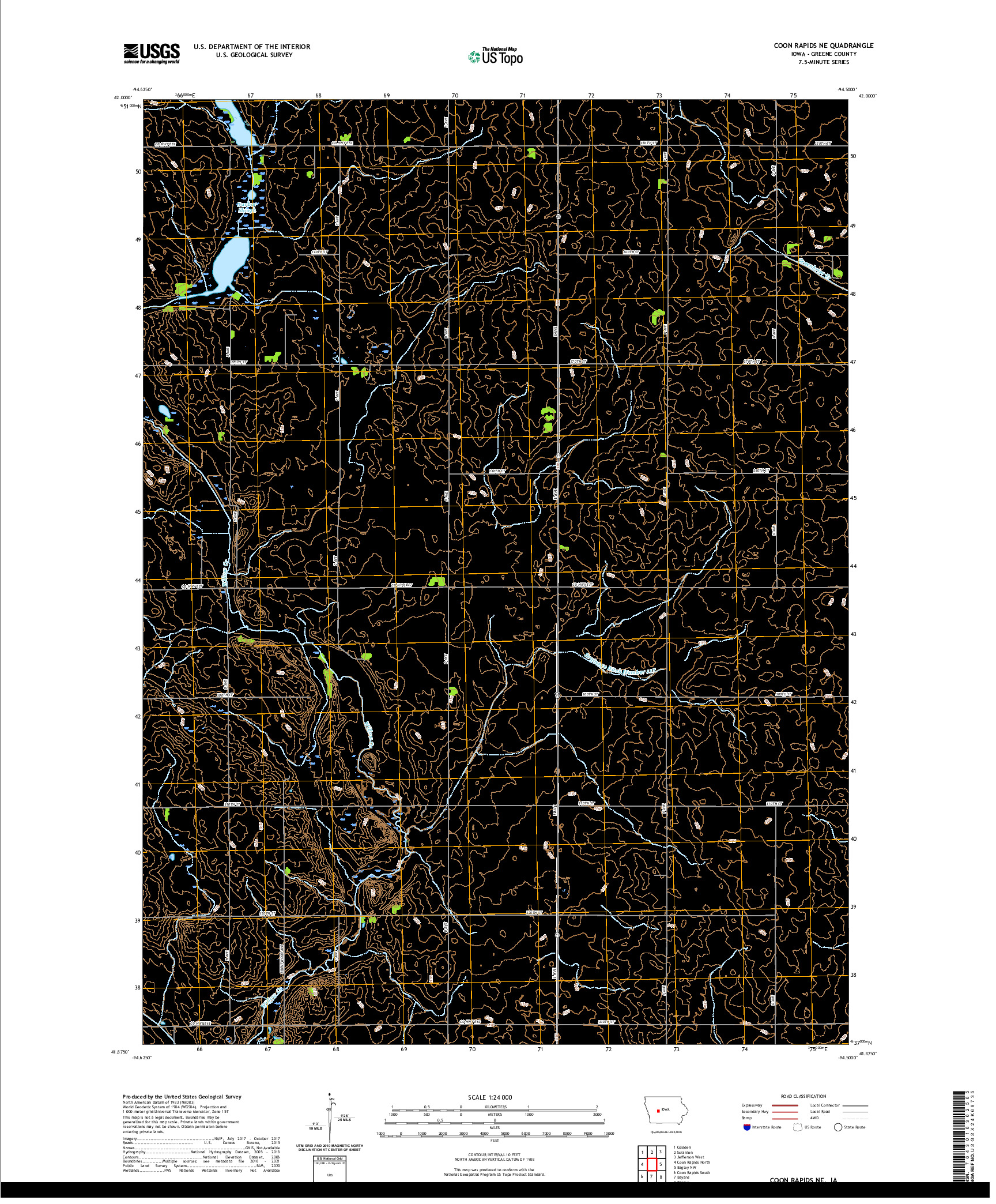 US TOPO 7.5-MINUTE MAP FOR COON RAPIDS NE, IA