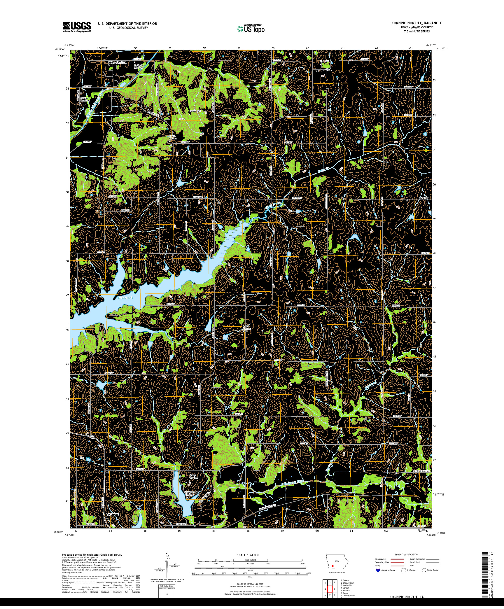 US TOPO 7.5-MINUTE MAP FOR CORNING NORTH, IA