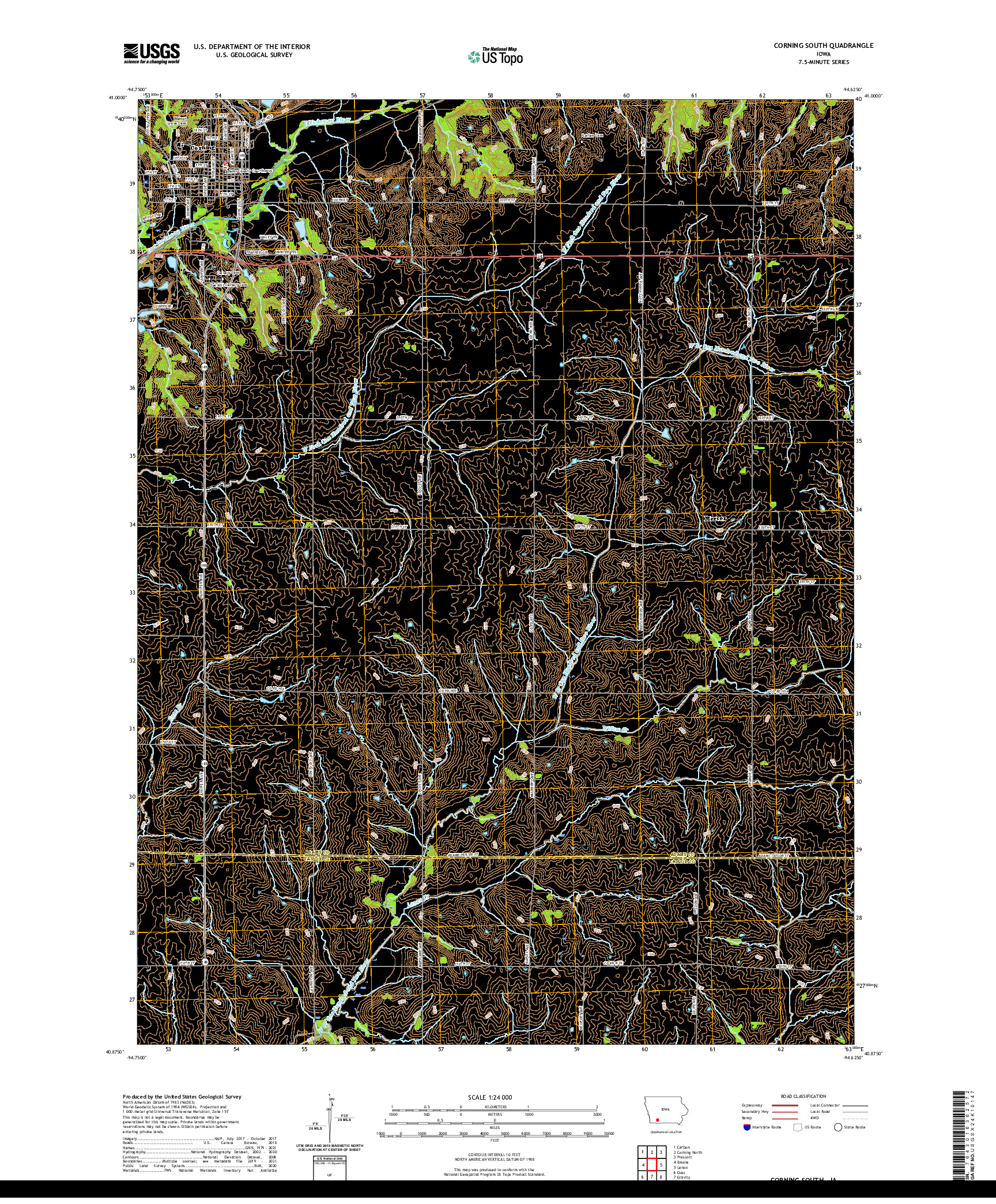 US TOPO 7.5-MINUTE MAP FOR CORNING SOUTH, IA