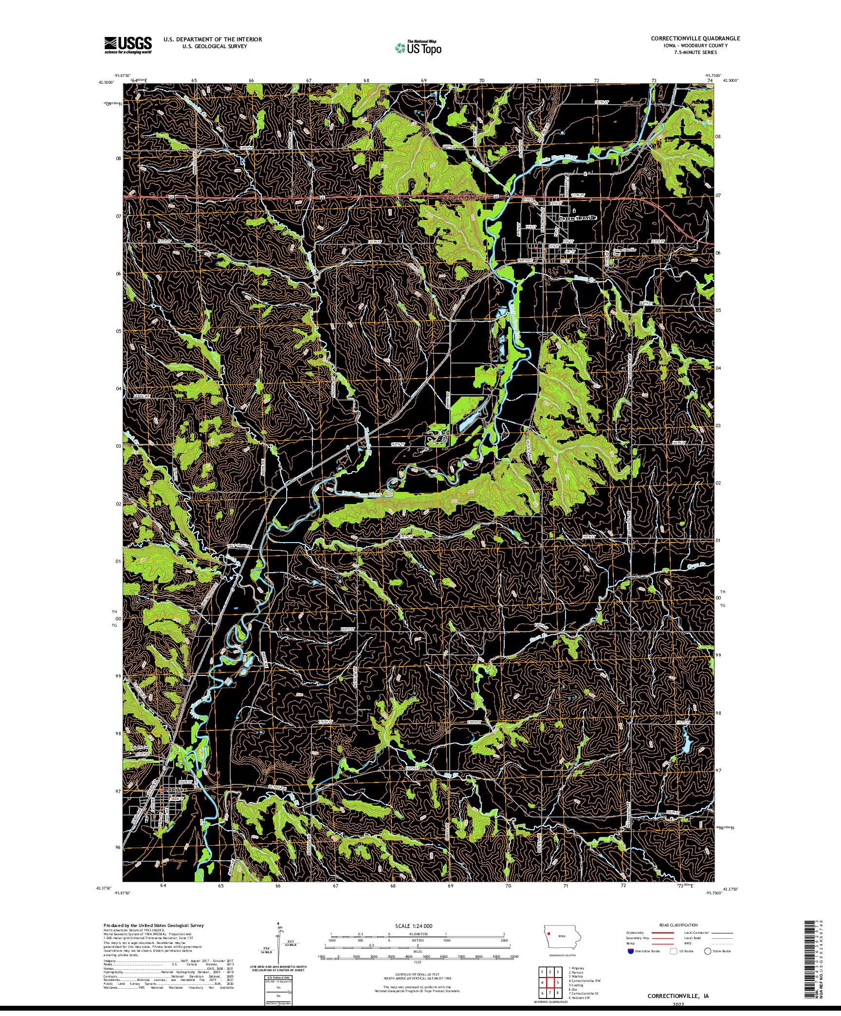 US TOPO 7.5-MINUTE MAP FOR CORRECTIONVILLE, IA