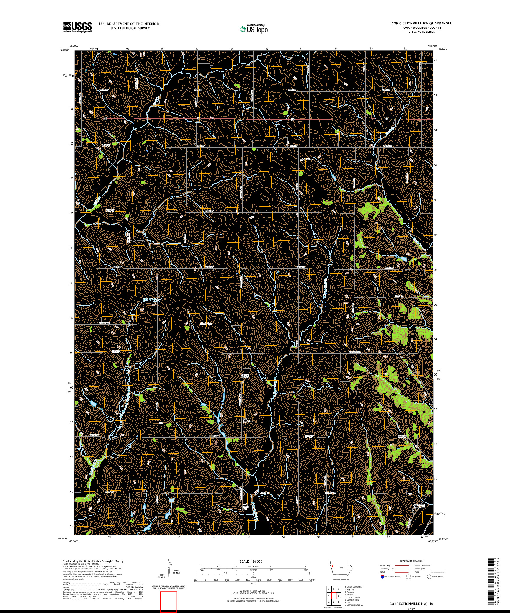 US TOPO 7.5-MINUTE MAP FOR CORRECTIONVILLE NW, IA