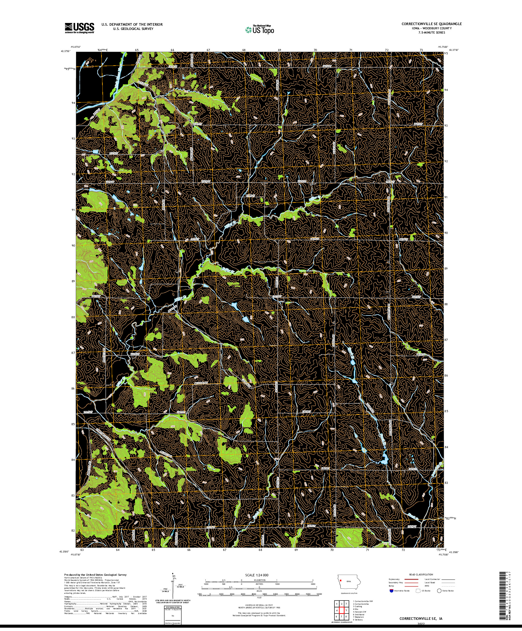 US TOPO 7.5-MINUTE MAP FOR CORRECTIONVILLE SE, IA