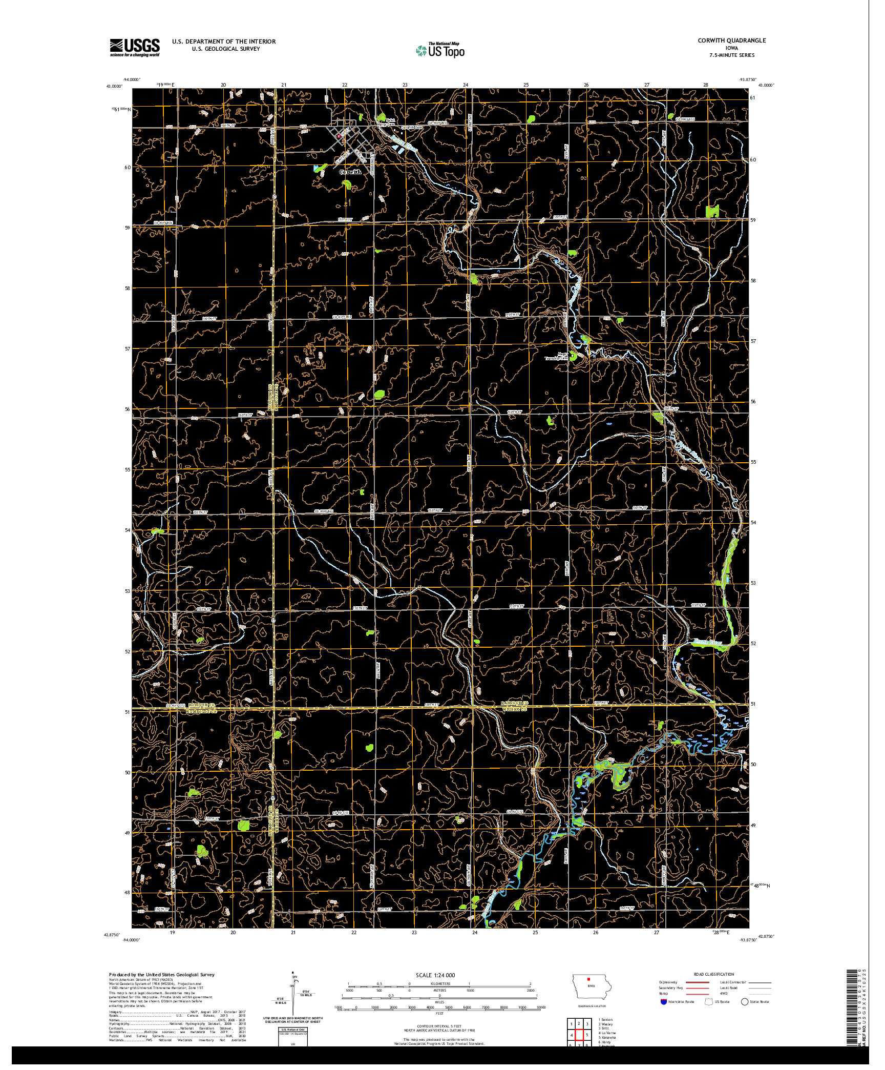 US TOPO 7.5-MINUTE MAP FOR CORWITH, IA