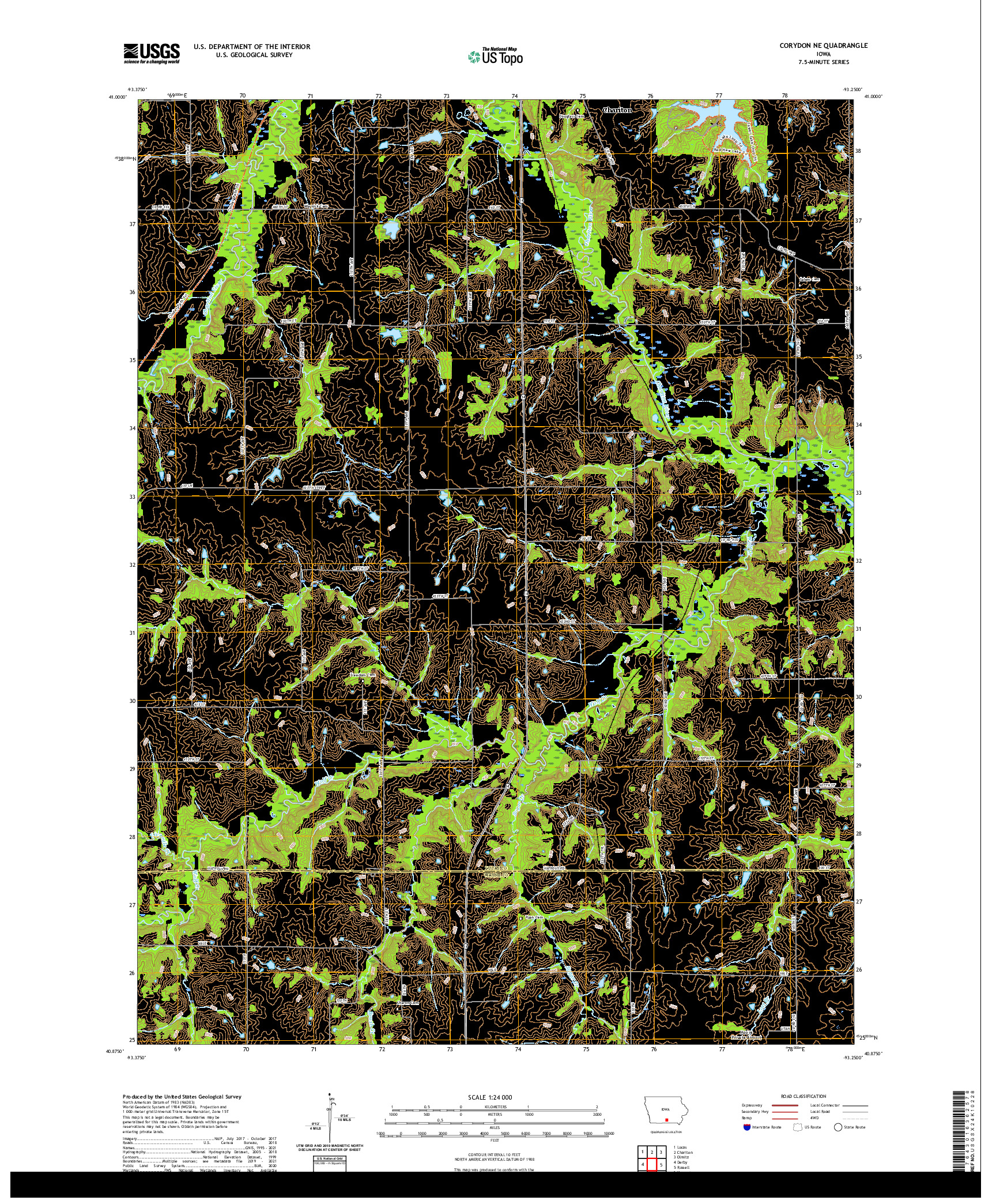 US TOPO 7.5-MINUTE MAP FOR CORYDON NE, IA