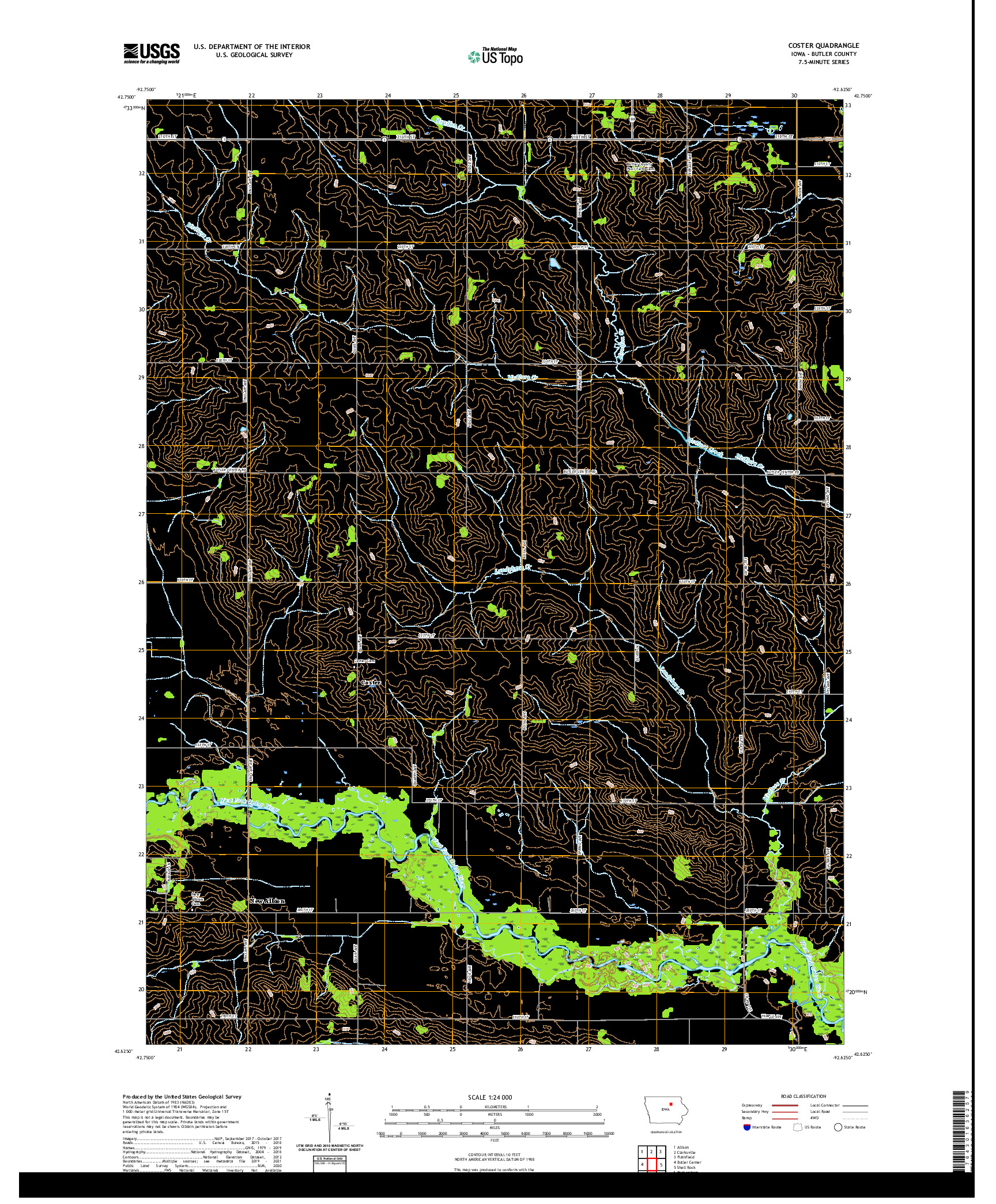 US TOPO 7.5-MINUTE MAP FOR COSTER, IA