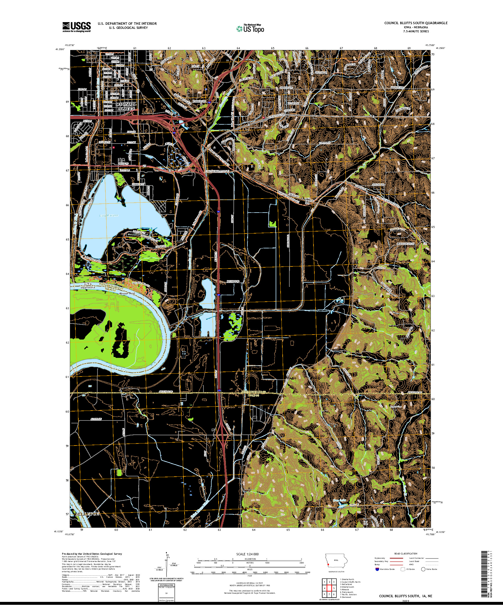 US TOPO 7.5-MINUTE MAP FOR COUNCIL BLUFFS SOUTH, IA,NE